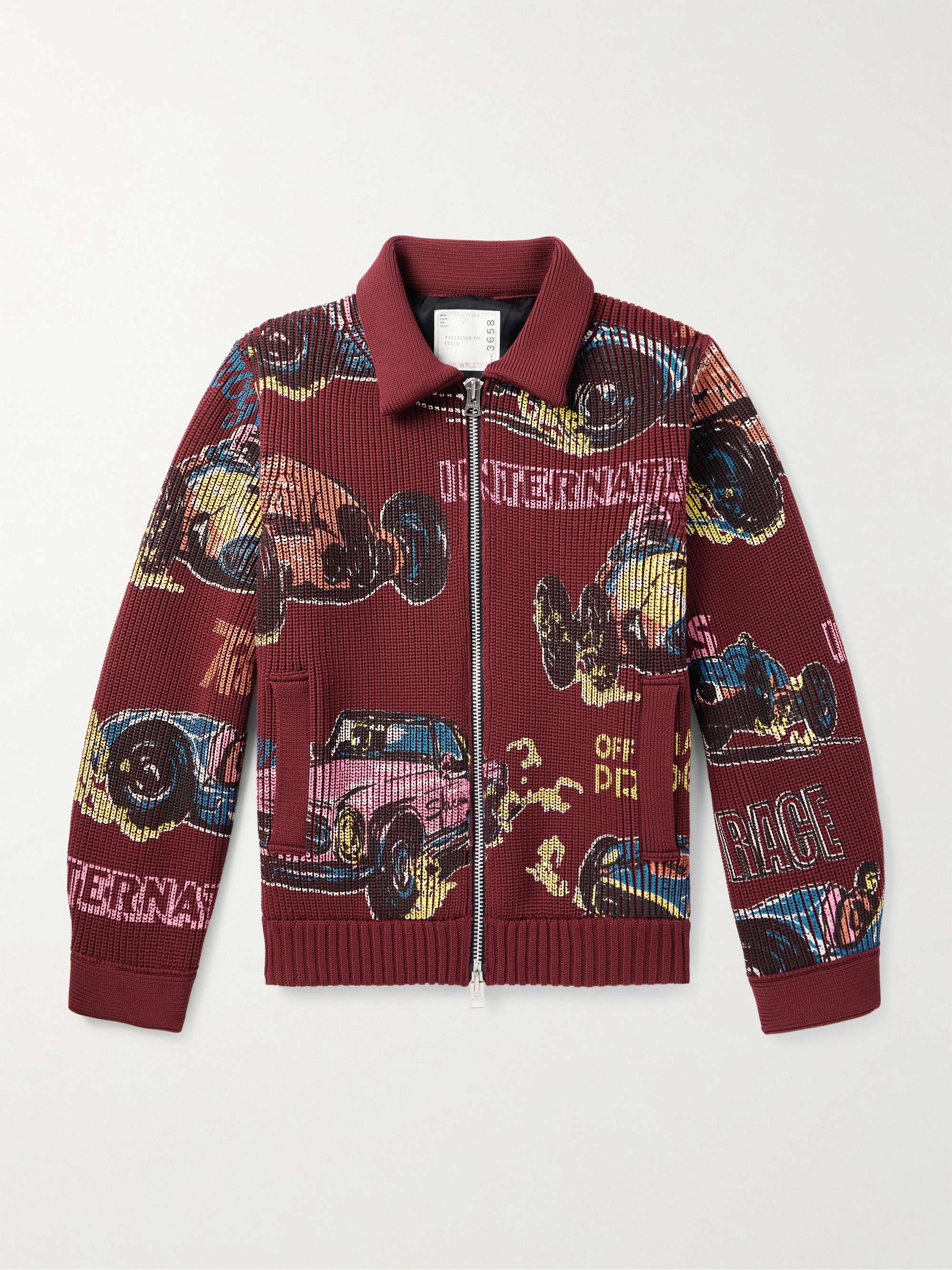 Printed Ribbed-Knit Cardigan hero visual