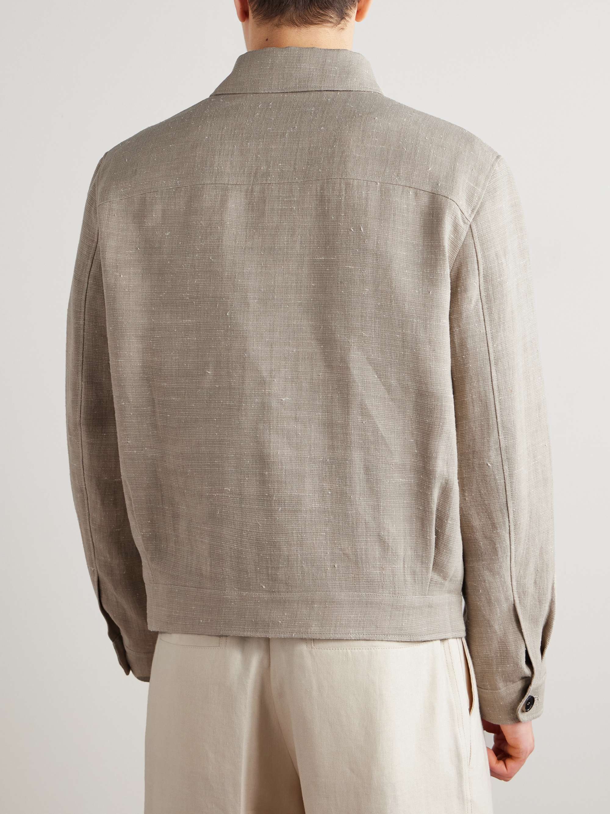 Clem Linen and Silk-Blend Trucker Jacket view