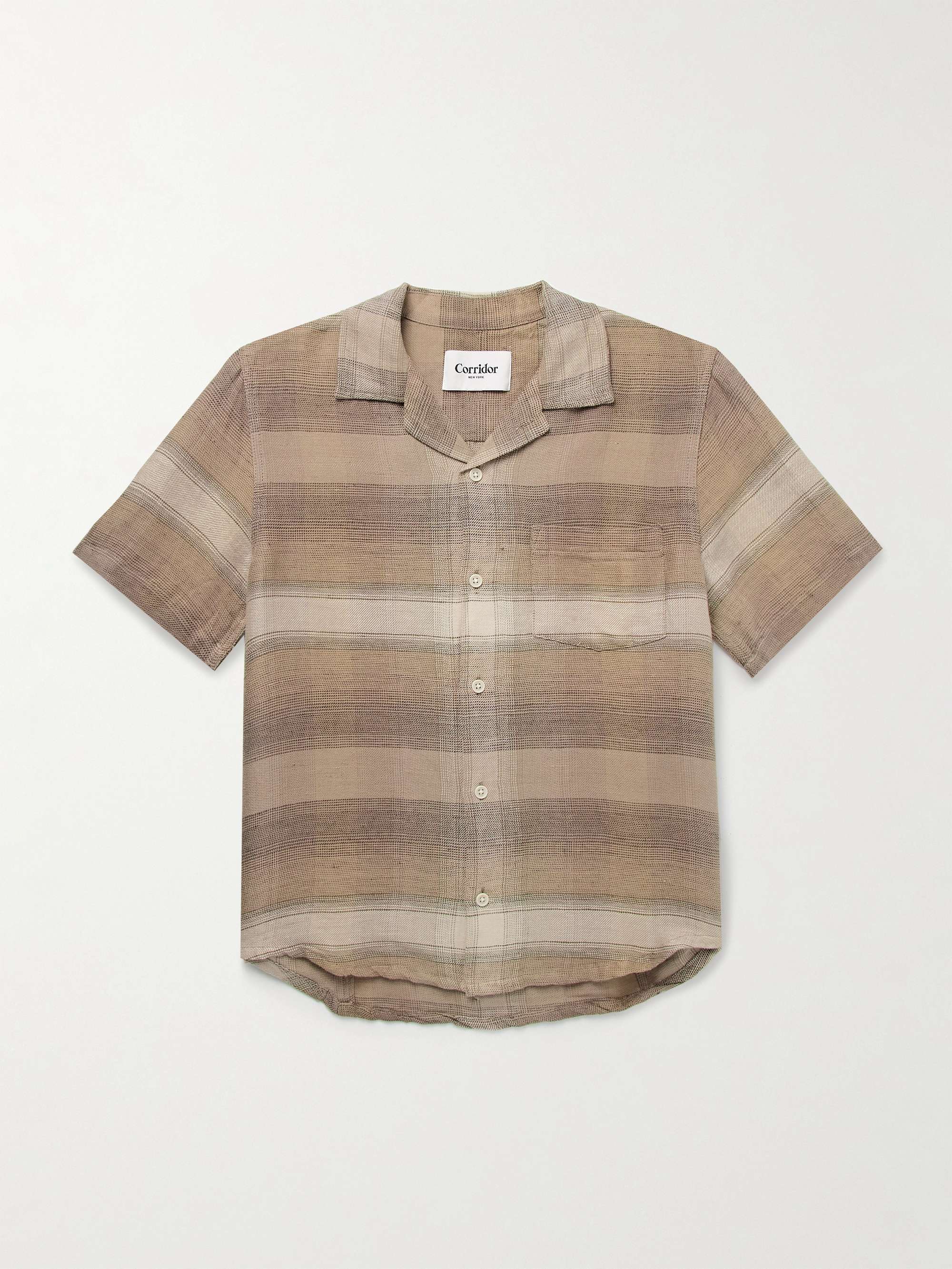 Asheville Convertible-Collar Checked Linen and Cotton-Blend Shirt hero visual