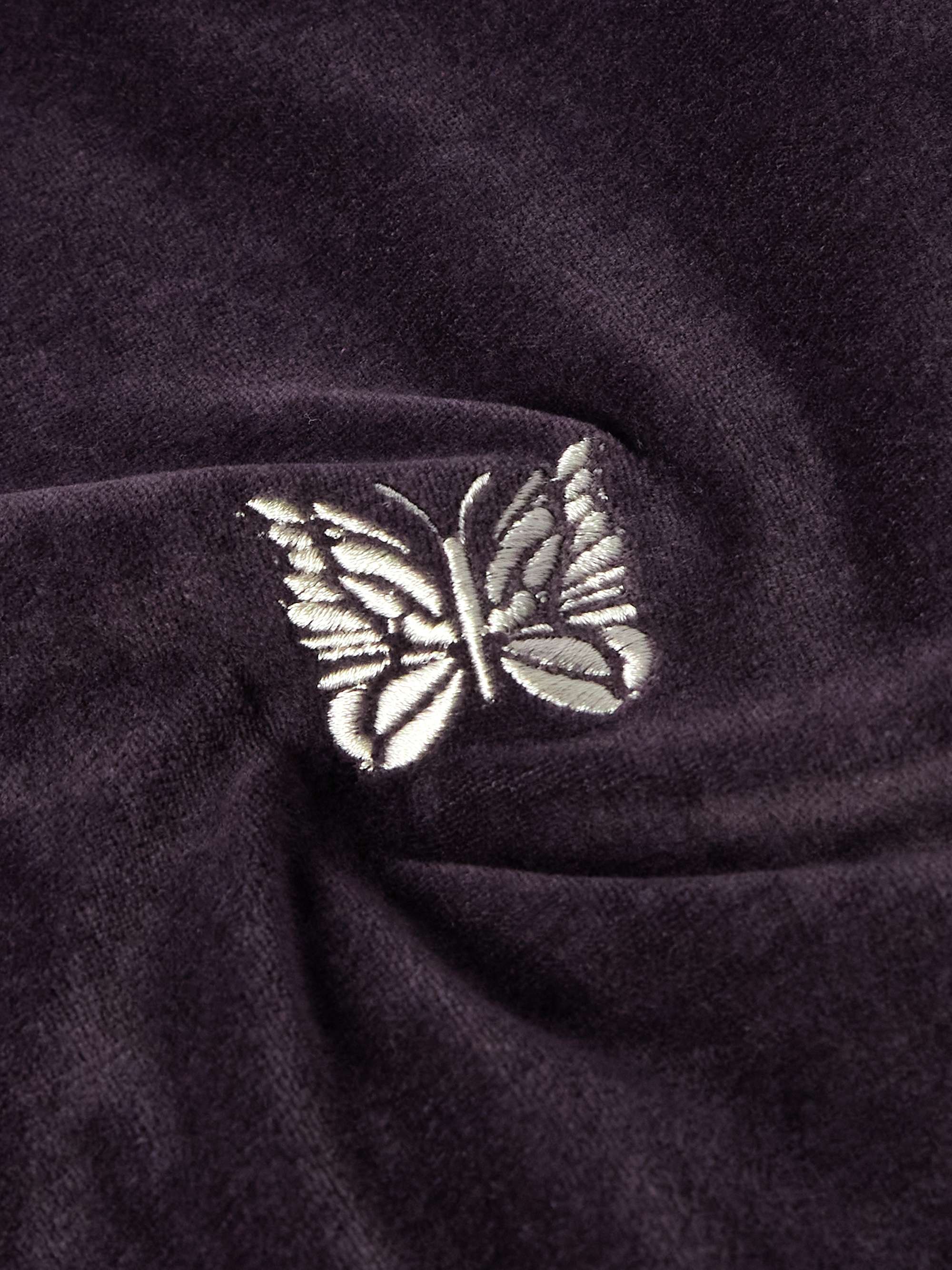 Logo-Embroidered Striped Cotton-Blend Velour Jacket view