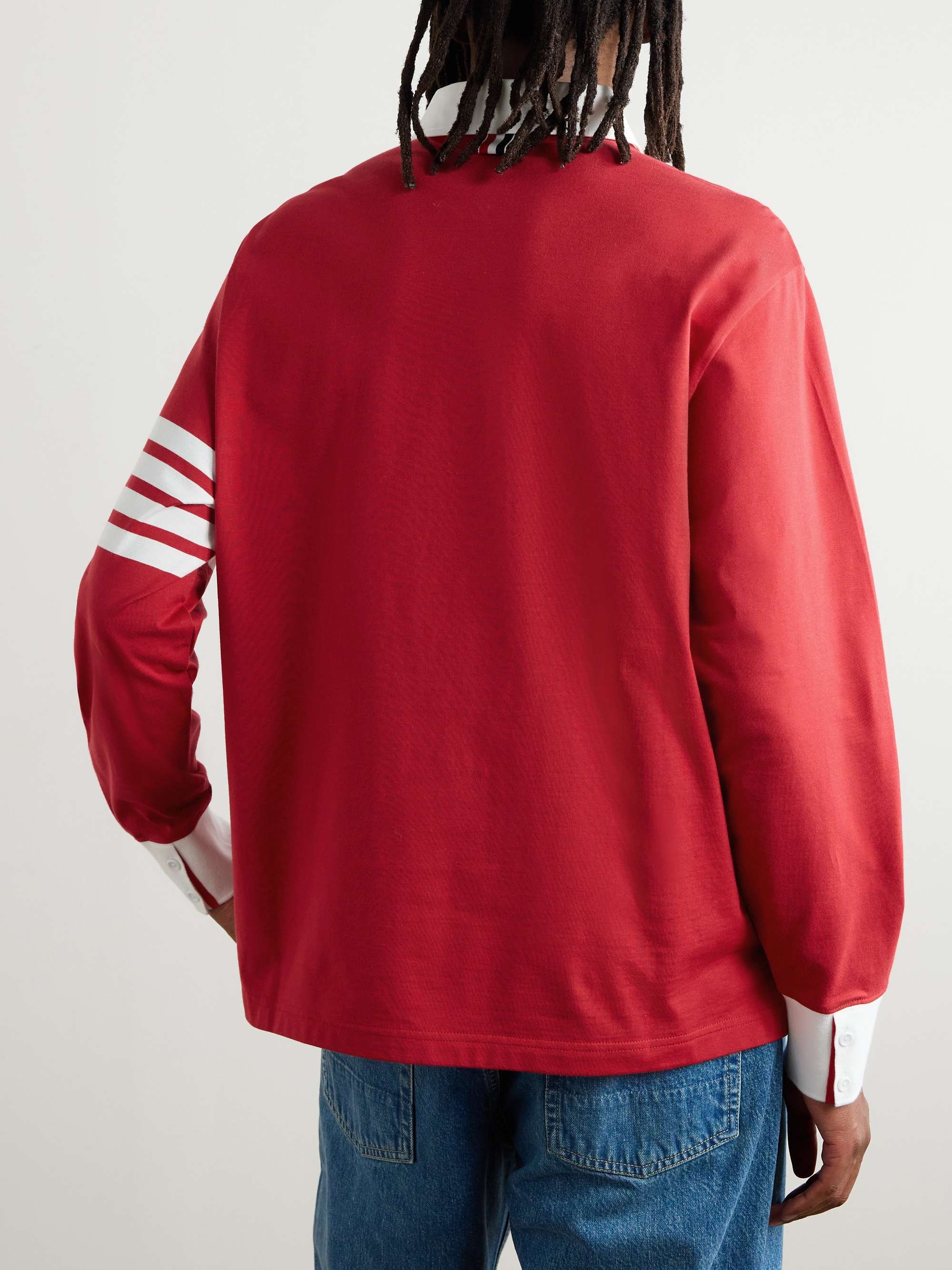 Logo-Appliquéd Striped Cotton-Jersey Polo Shirt view