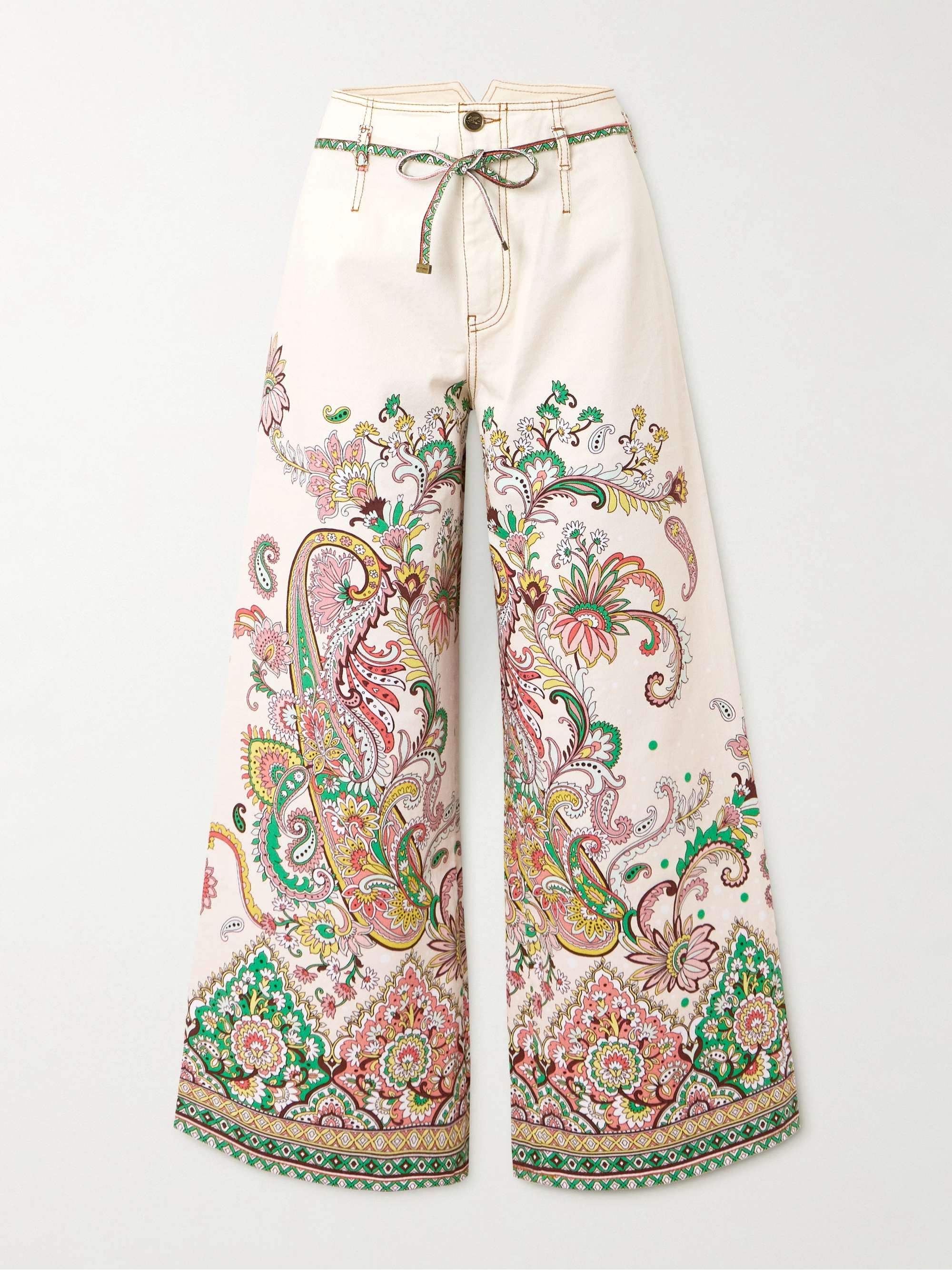Belted printed wide-leg jeans hero visual