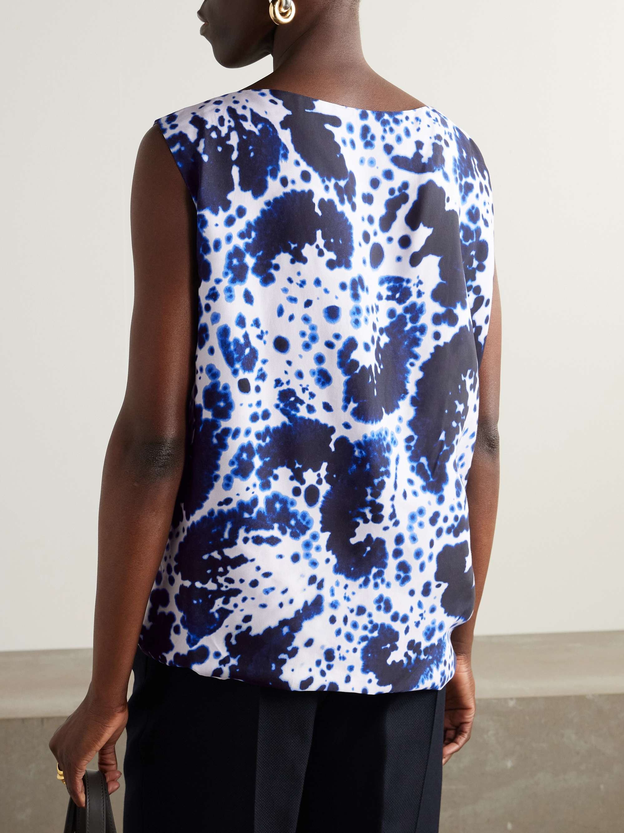 Draped printed satin top view