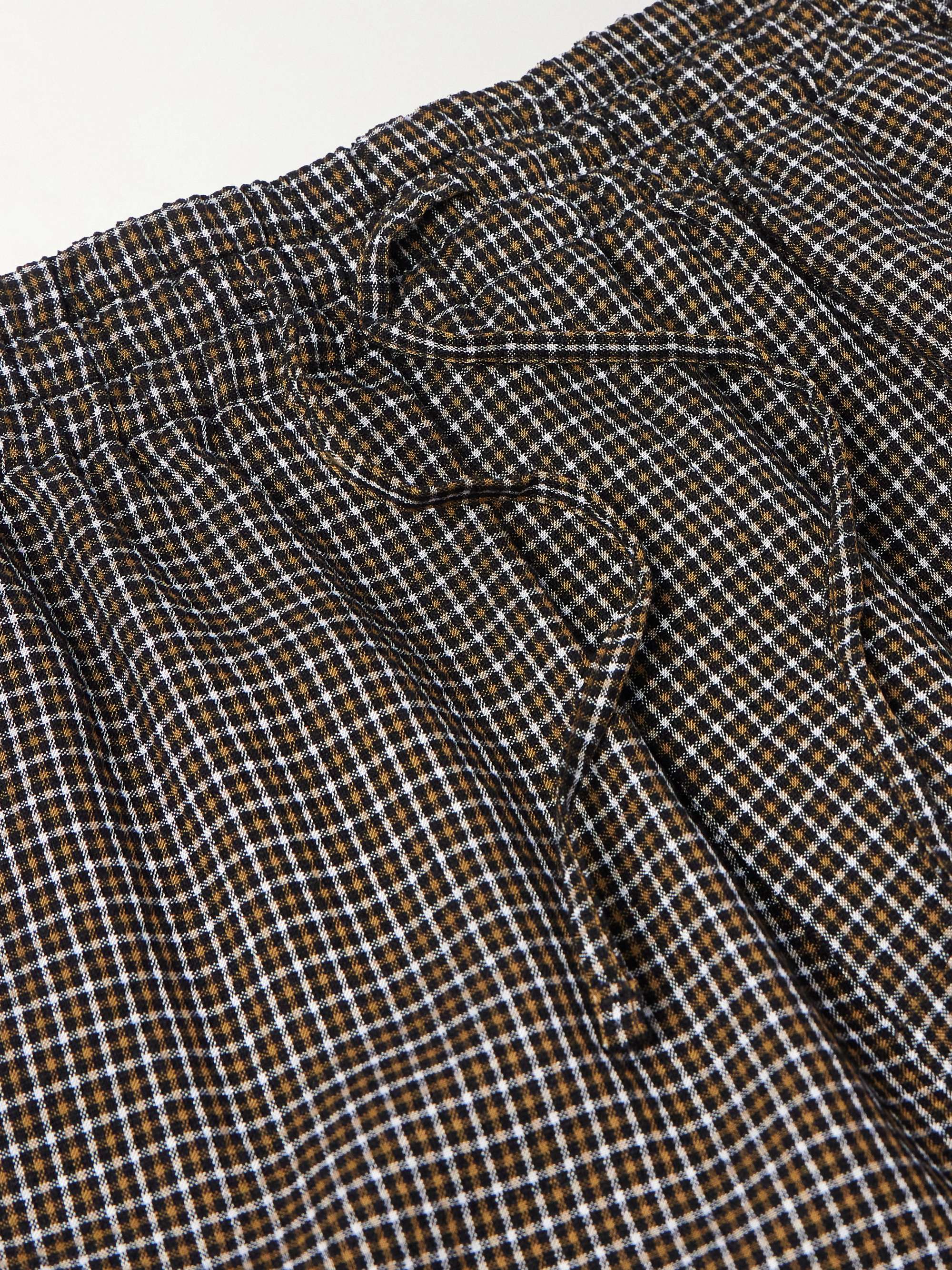 + Paula's Ibiza Wide-Leg Checked Gauze Drawstring Shorts view