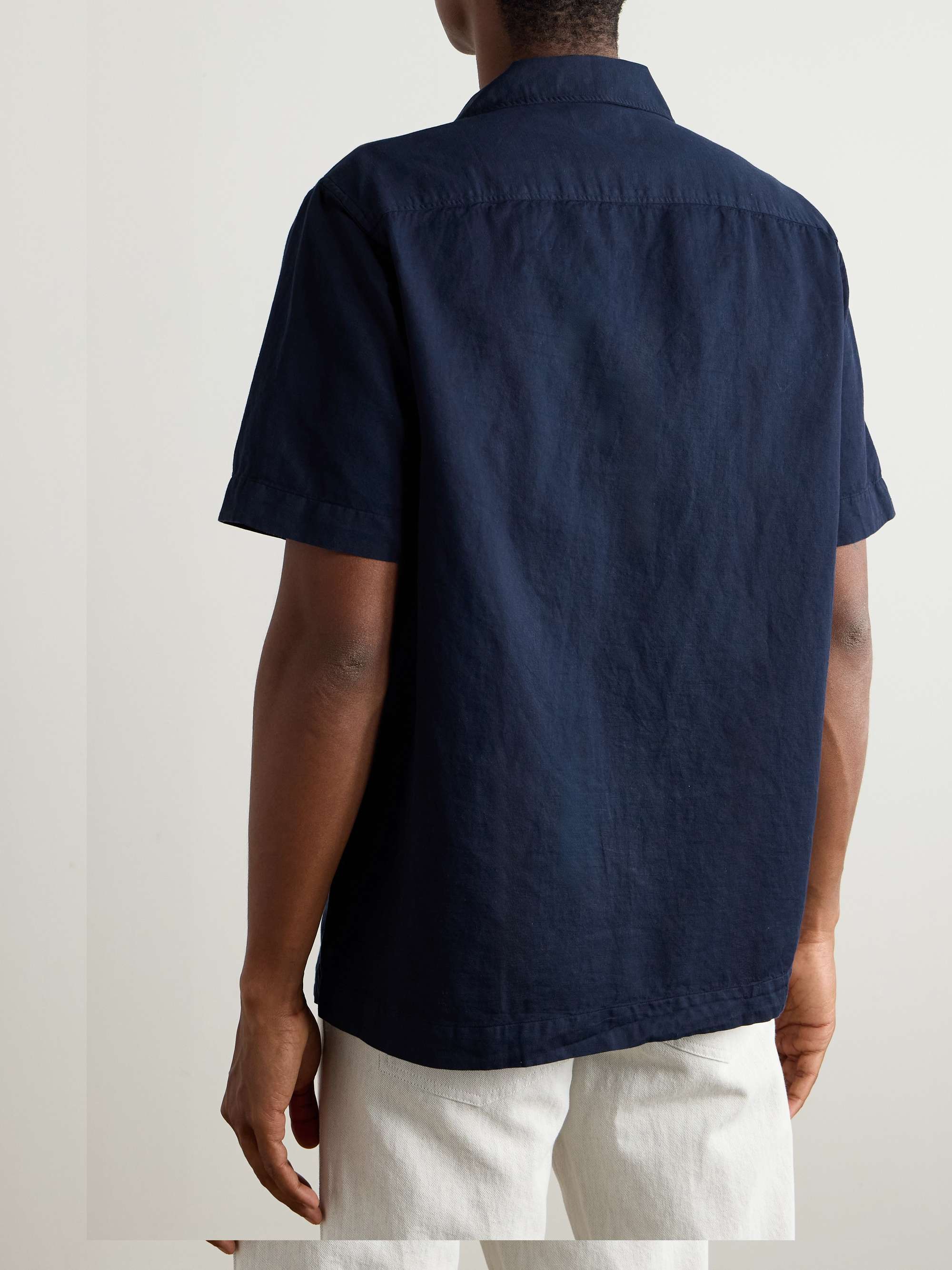 Michael 2 Convertible-Collar Cotton and Linen-Blend Twill Shirt view