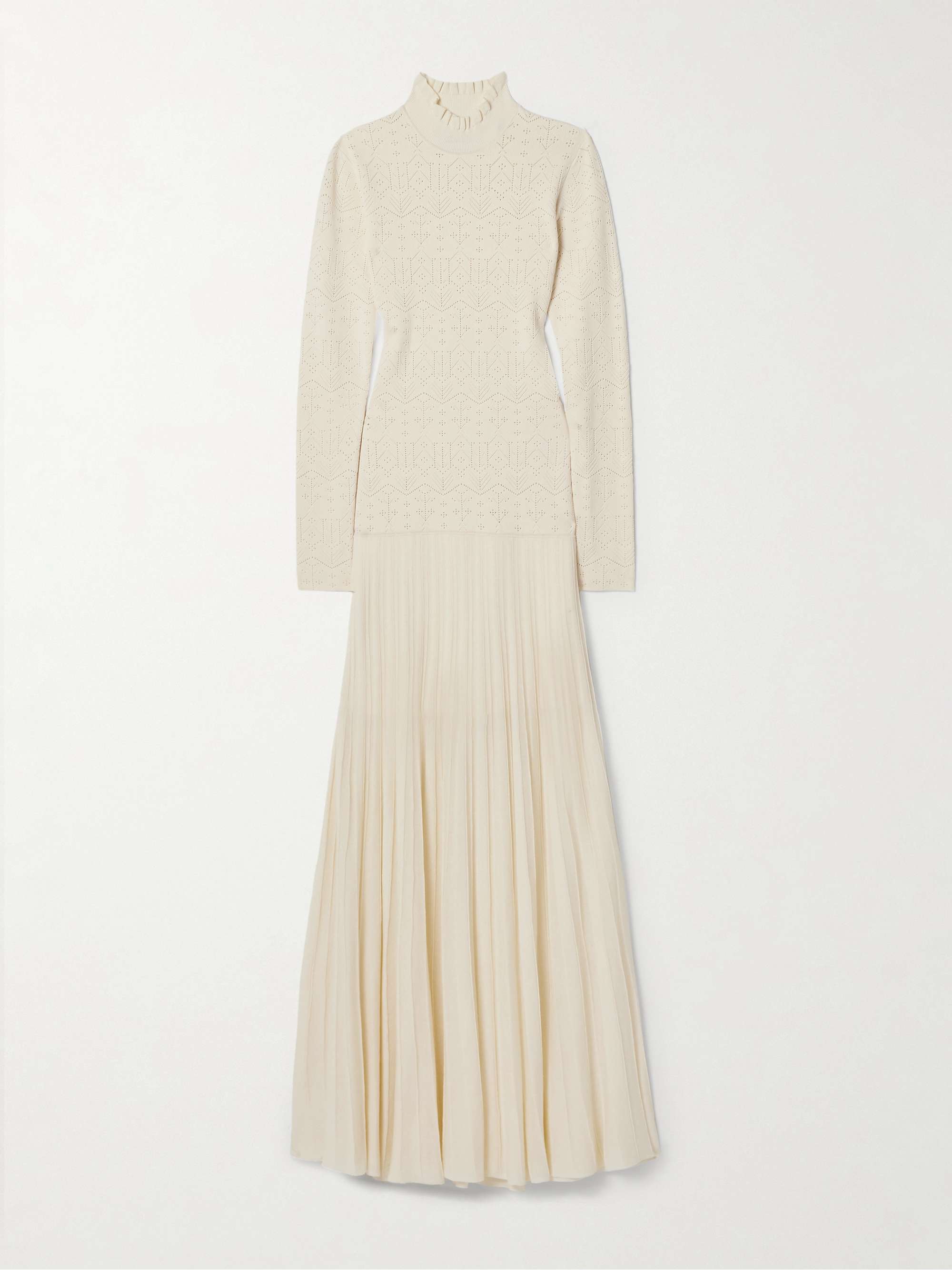 Gisole paneled pointelle-knit turtleneck maxi dress hero visual