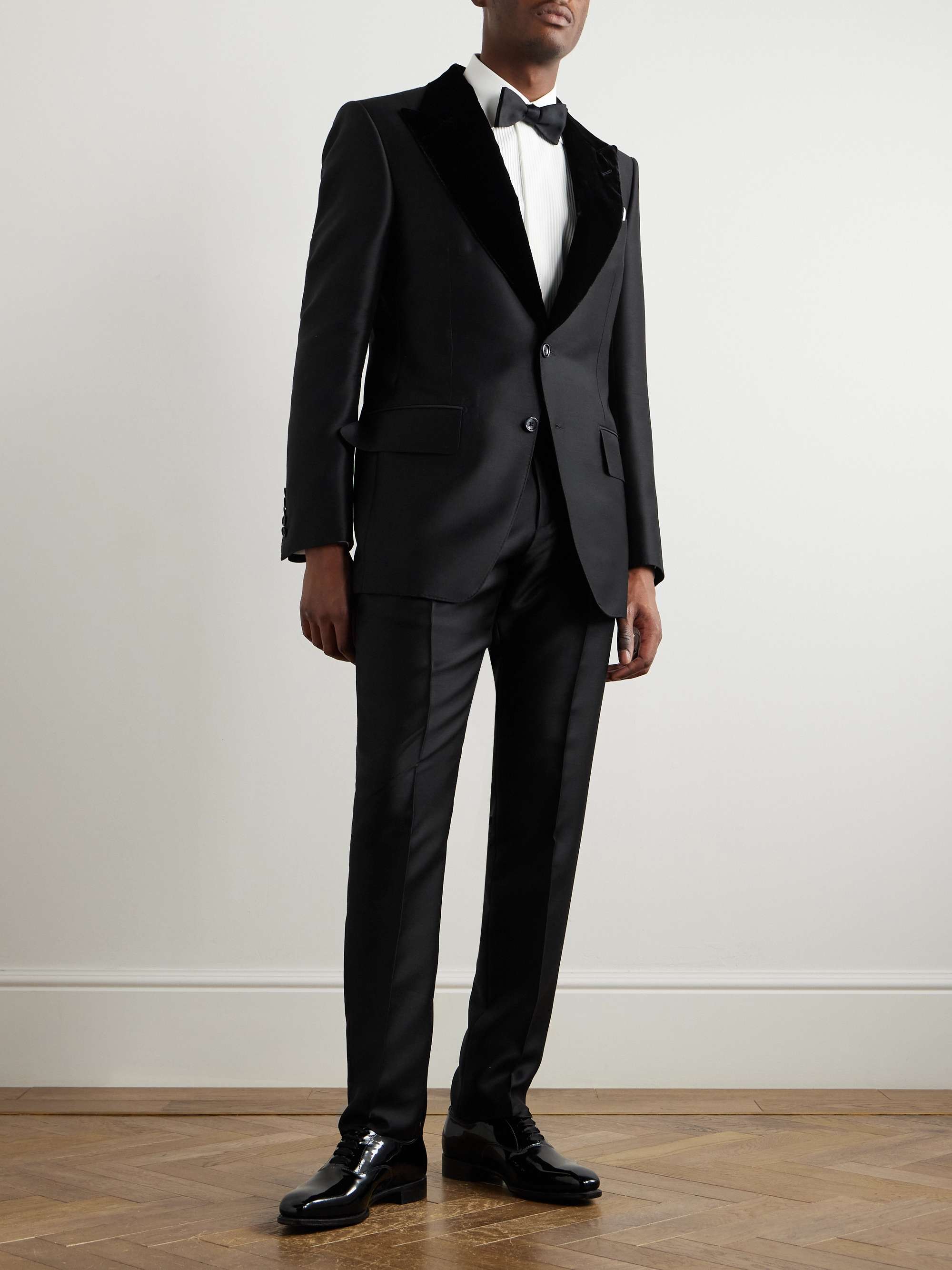 Velvet-Trimmed Wool, Mohair and Silk-Blend Tuexedo Jacket view