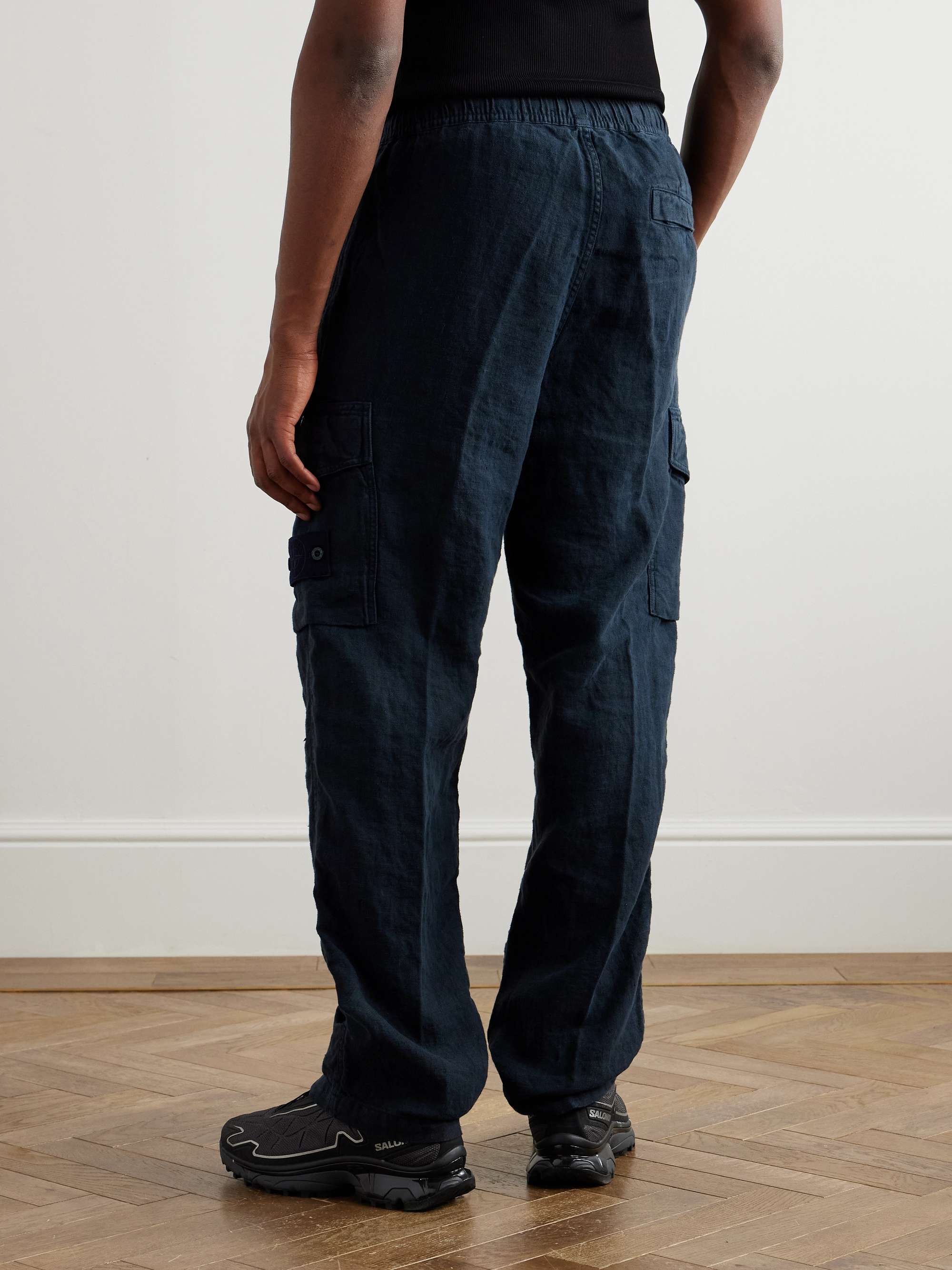 Ghost Straight-Leg Garment-Dyed Linen-Twill Cargo Trousers view