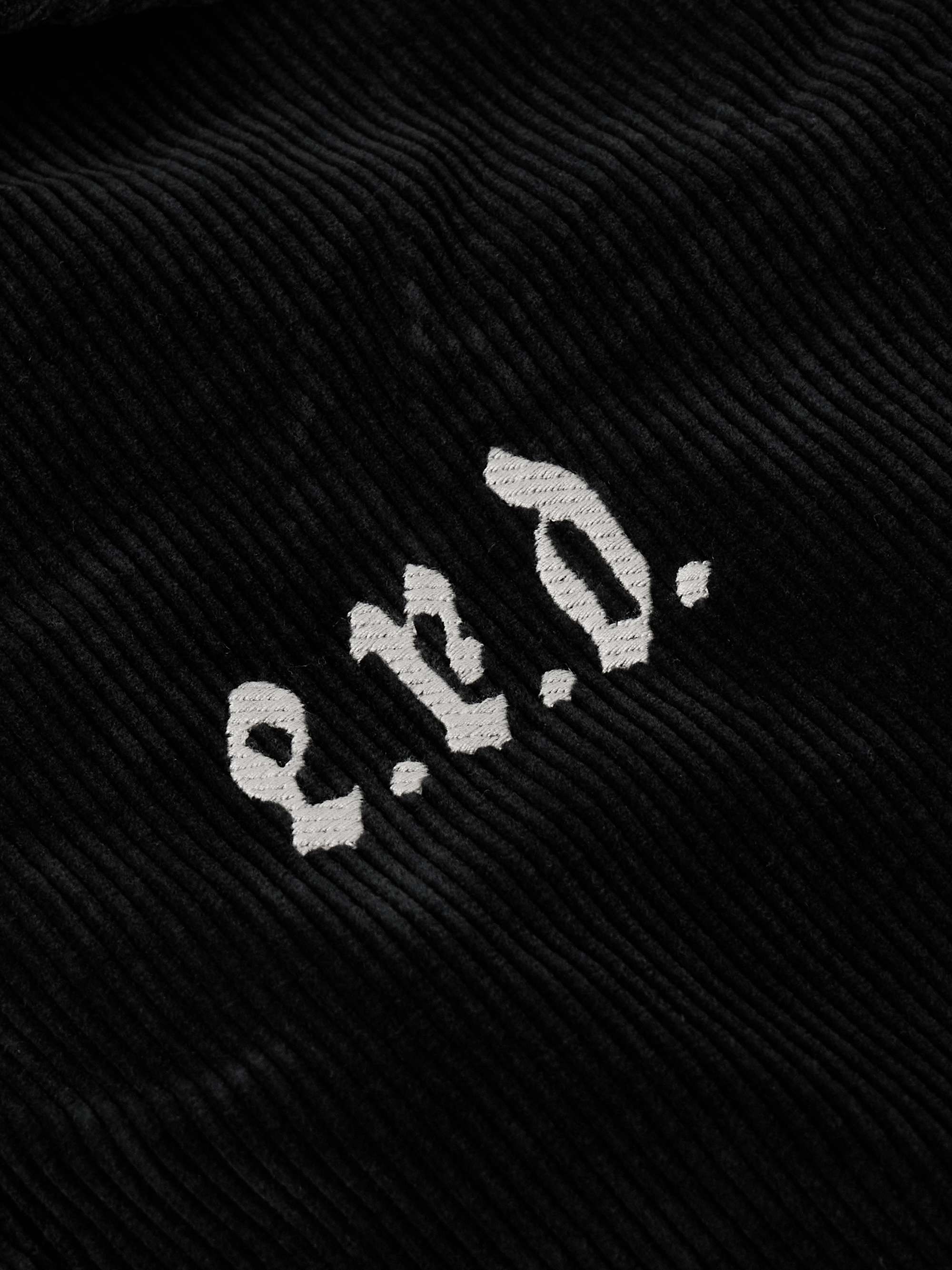 Barbara Cropped Logo-Embroidered Cotton-Corduroy Bomber Jacket view