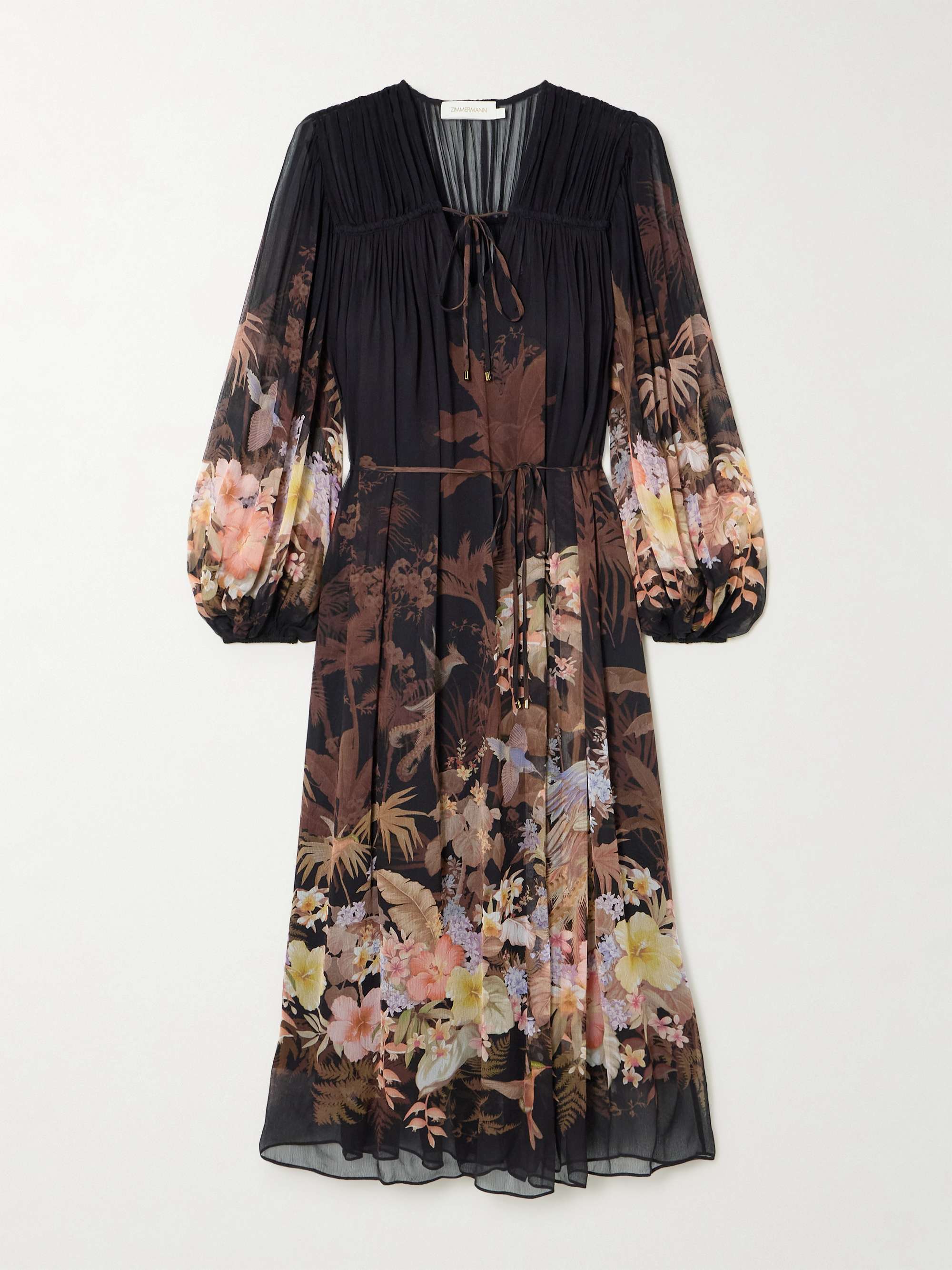 Illuminate Drawn belted gathered printed crepon midi dress hero visual