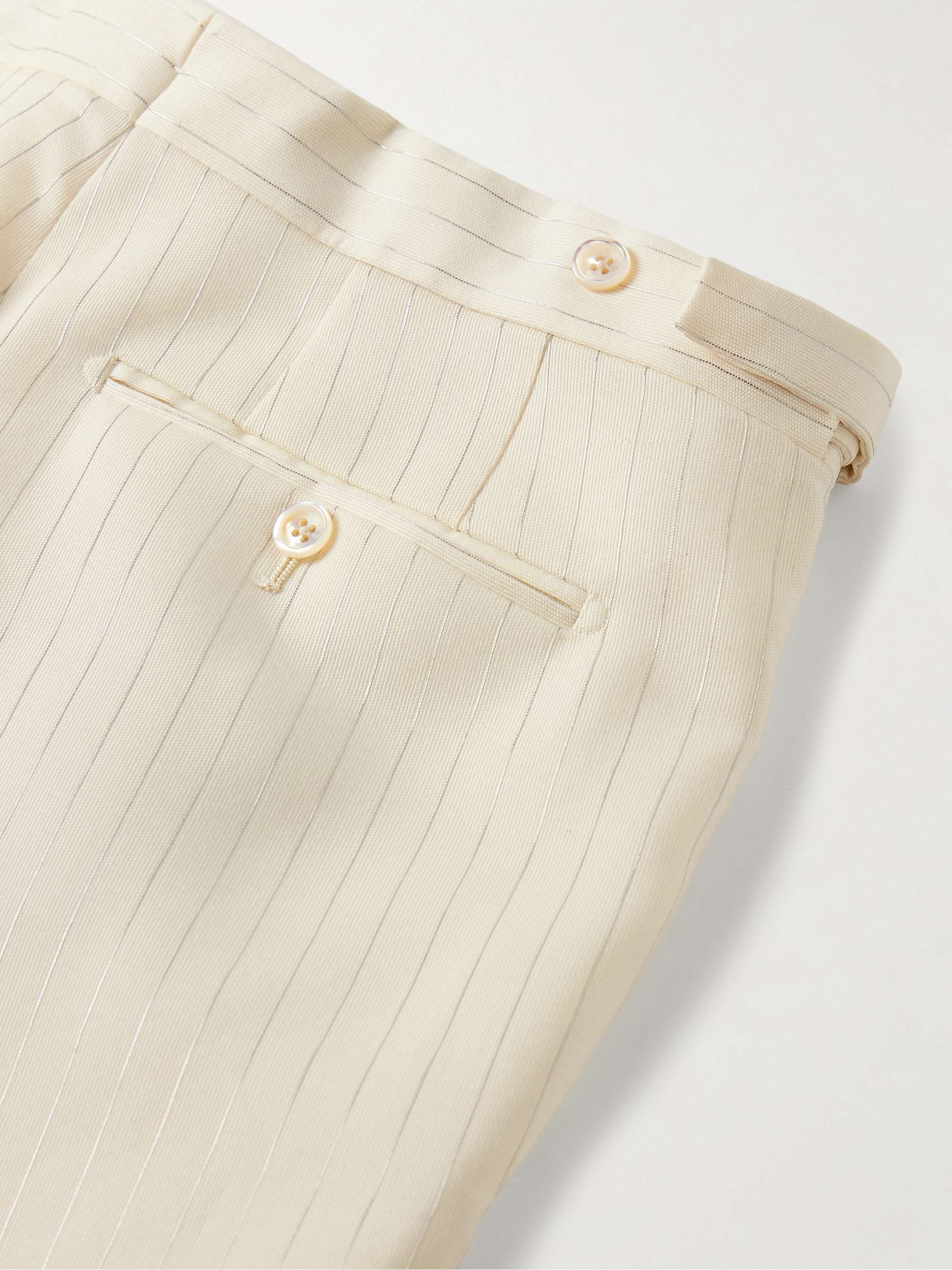 Slim-Fit Metallic Striped Wool-Blend Suit Trousers view
