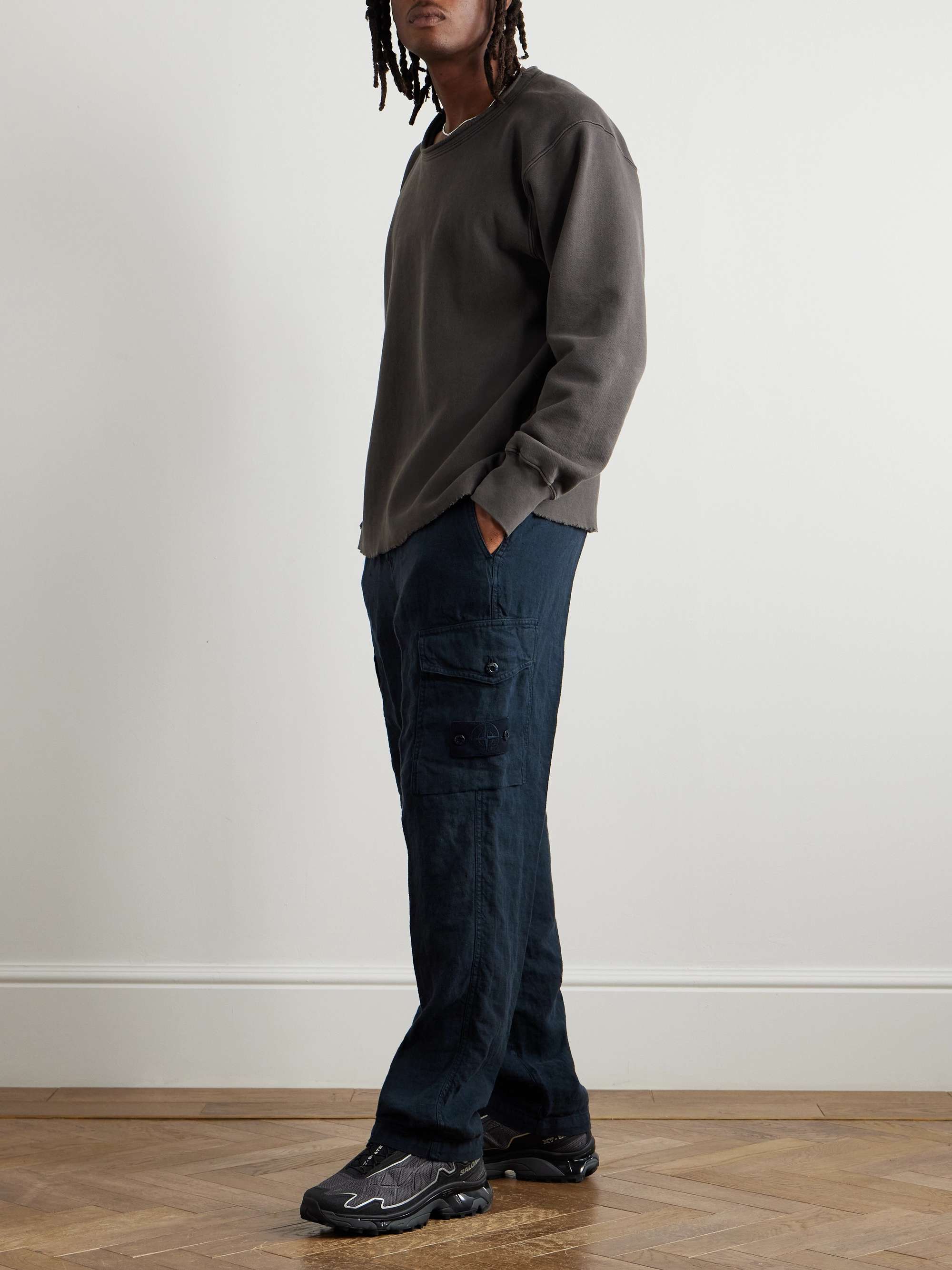 Ghost Straight-Leg Garment-Dyed Linen-Twill Cargo Trousers view