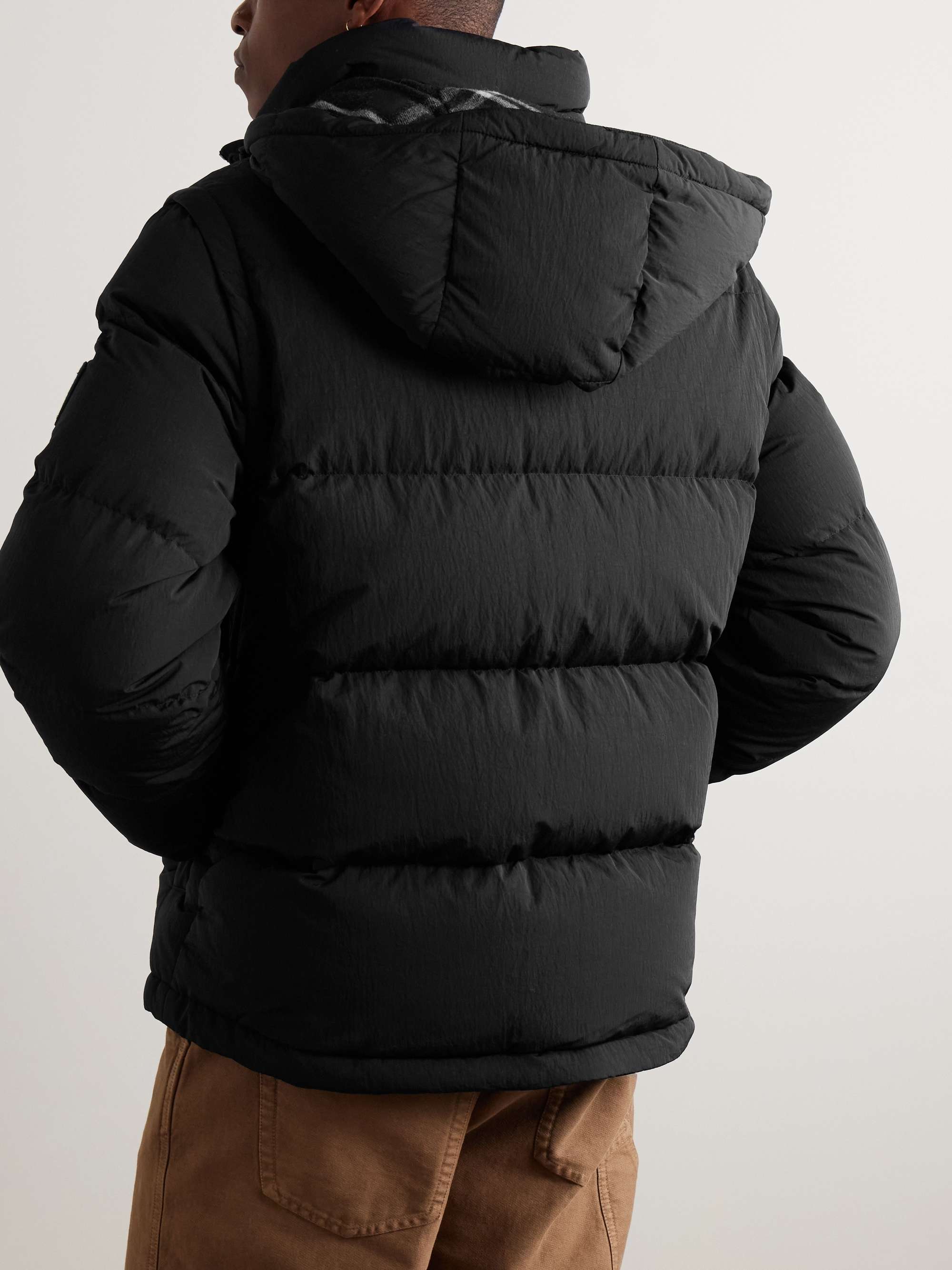 Convertible Quilted Crinkled-Shell Hooded Down Jacket view
