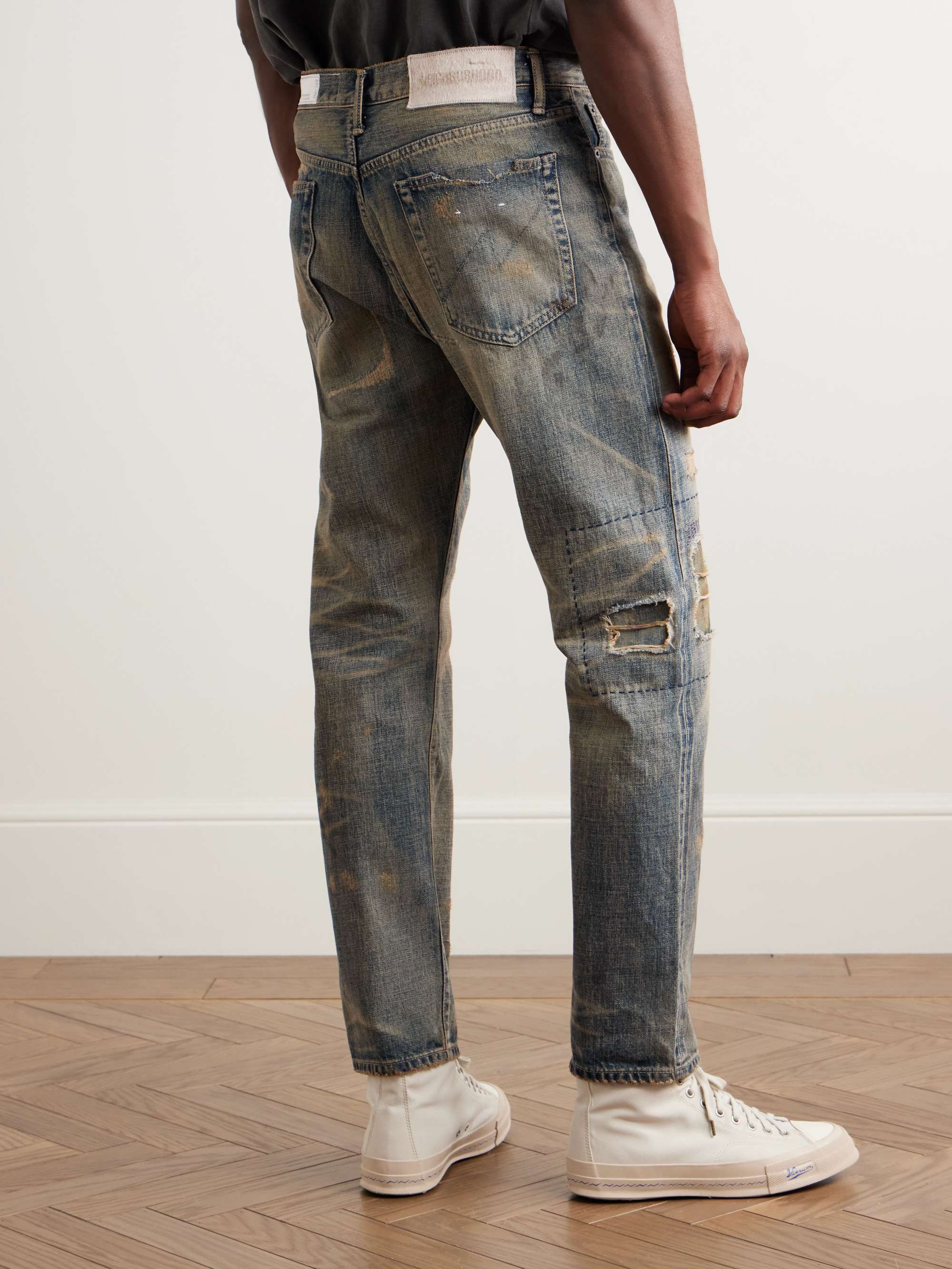 Savage Slim-Fit Straight-Leg Distressed Selvedge Jeans view