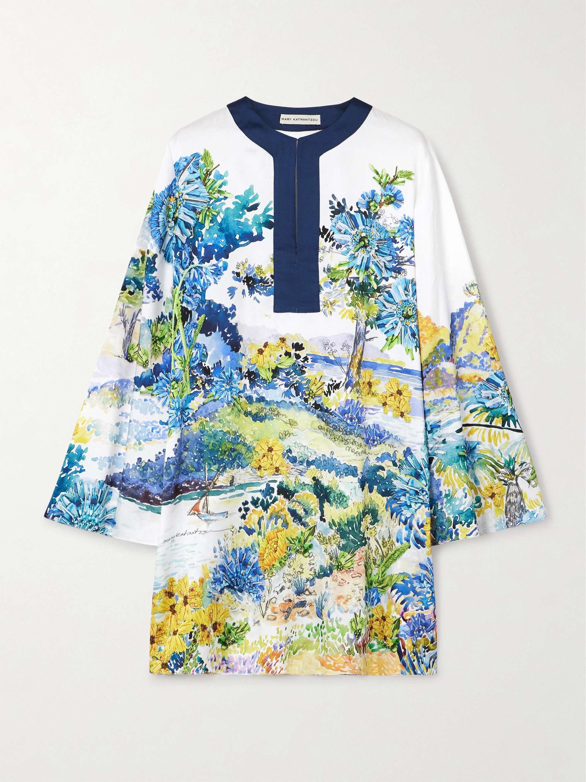 Elsa embroidered floral-print twill mini dress hero visual