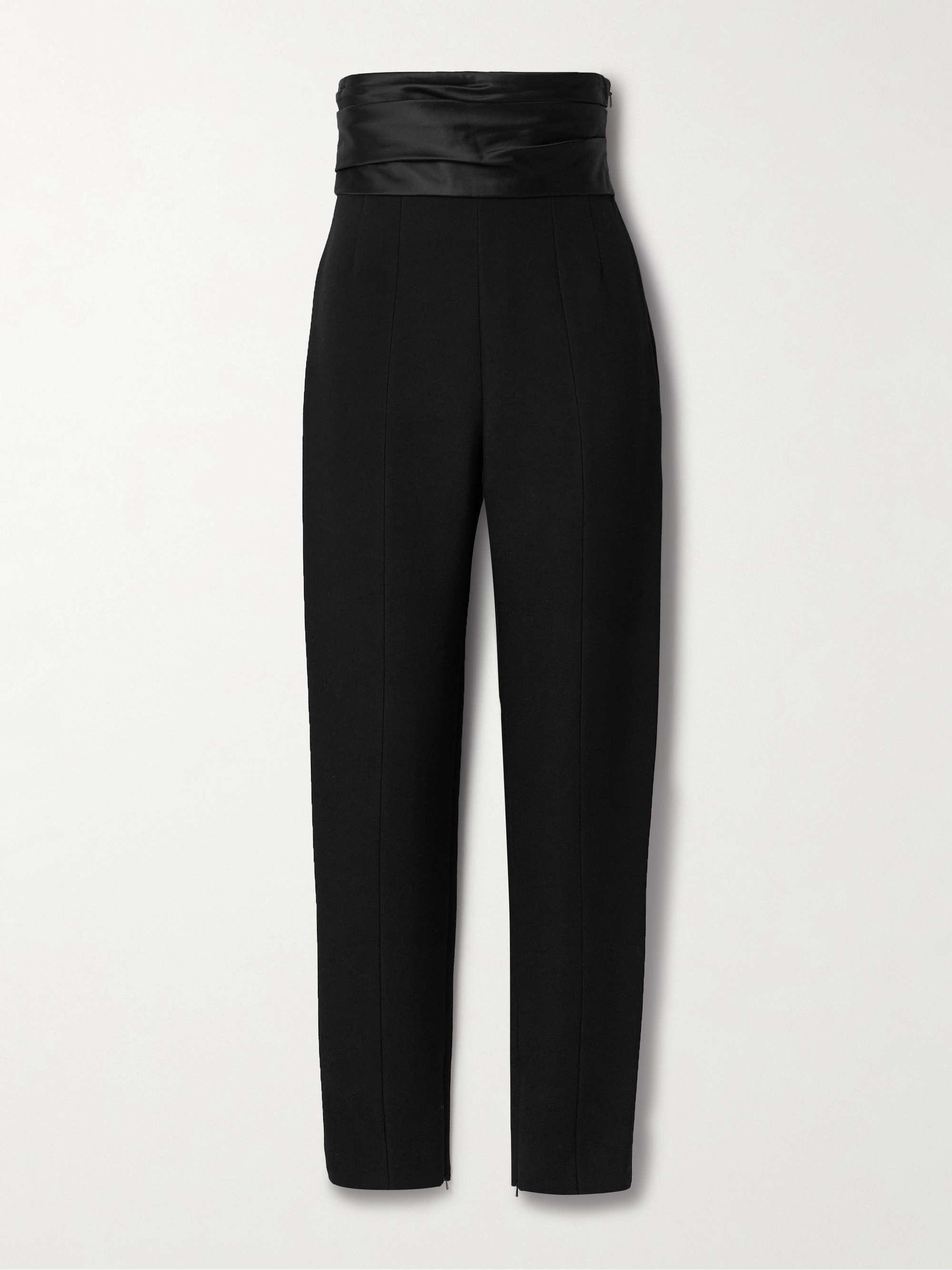 Lenro pleated satin-trimmed grain de poudre straight-leg pants hero visual