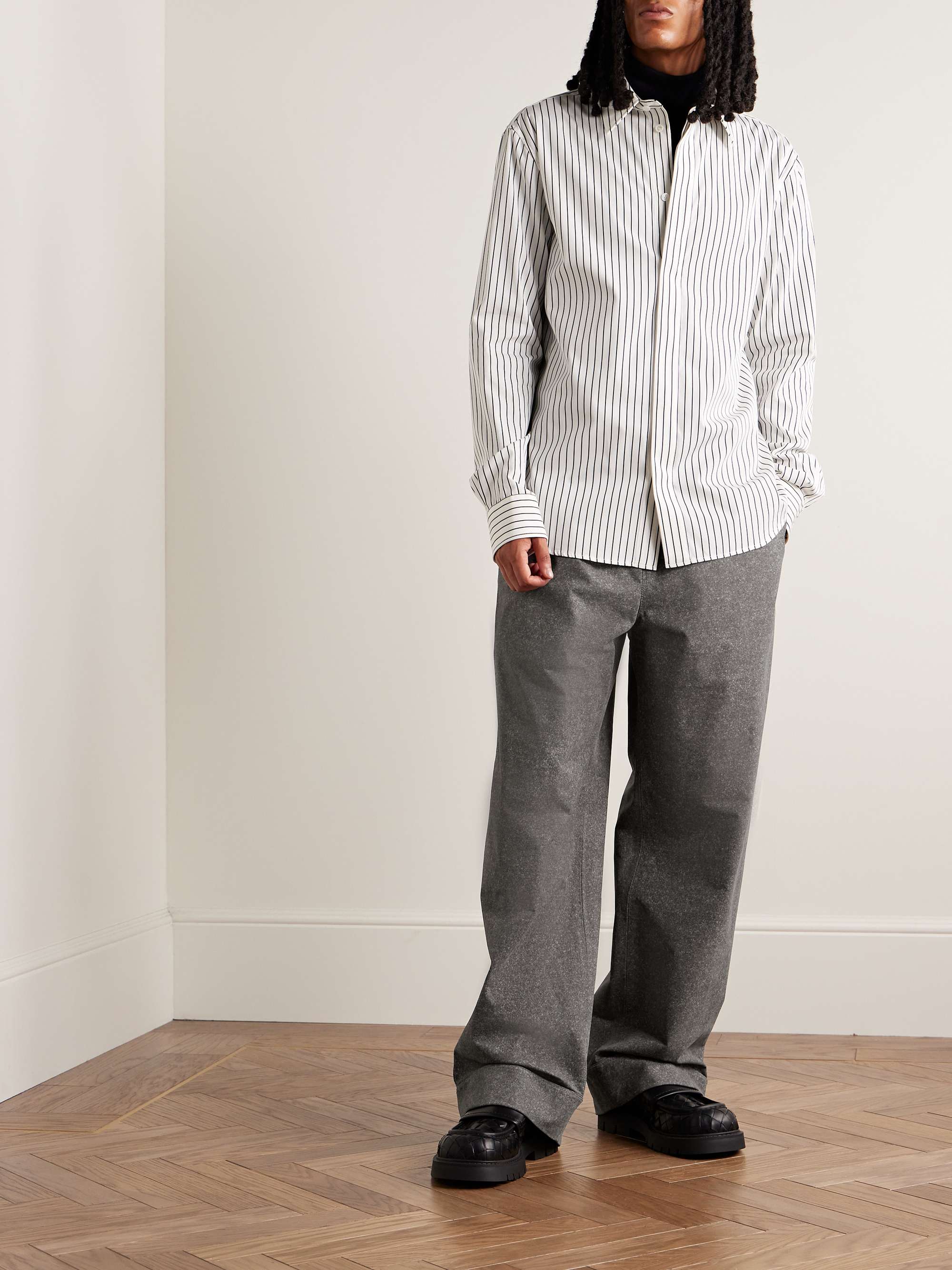 Wide-Leg Printed Nubuck Trousers view