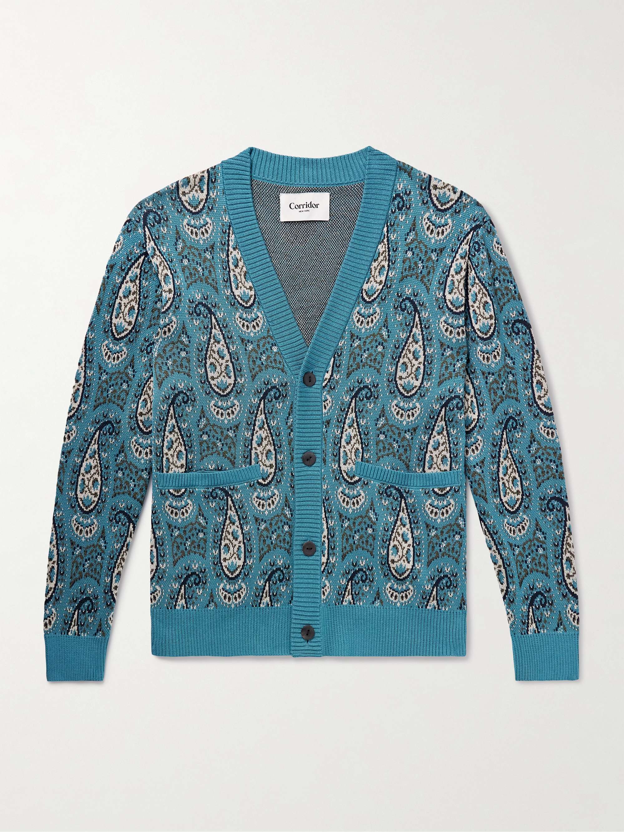 Kabir Paisley-Jacquard Mercerised Pima Cotton Cardigan hero visual