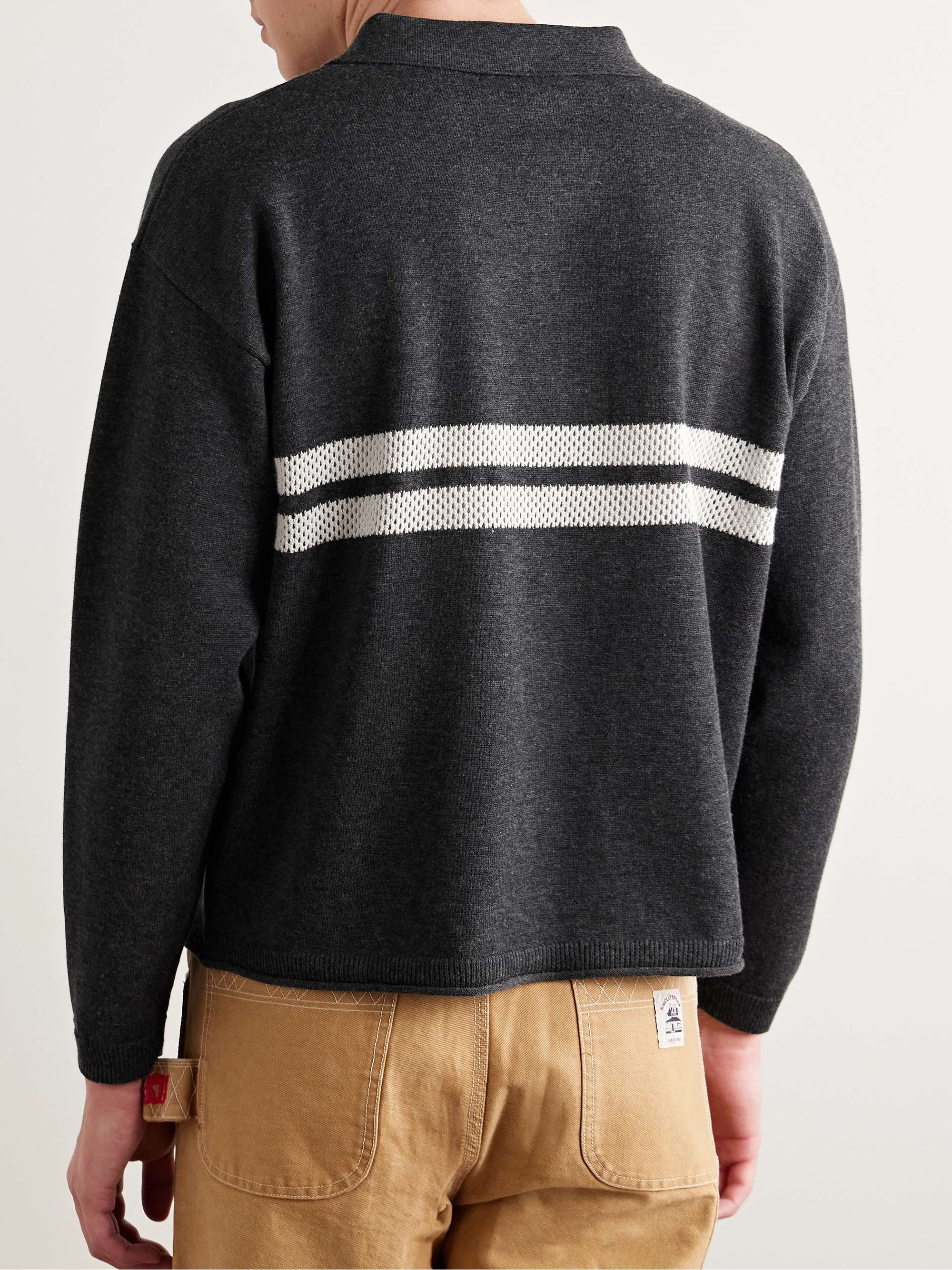Crochet-Trimmed Merino Wool and Cotton-Blend Polo Shirt view
