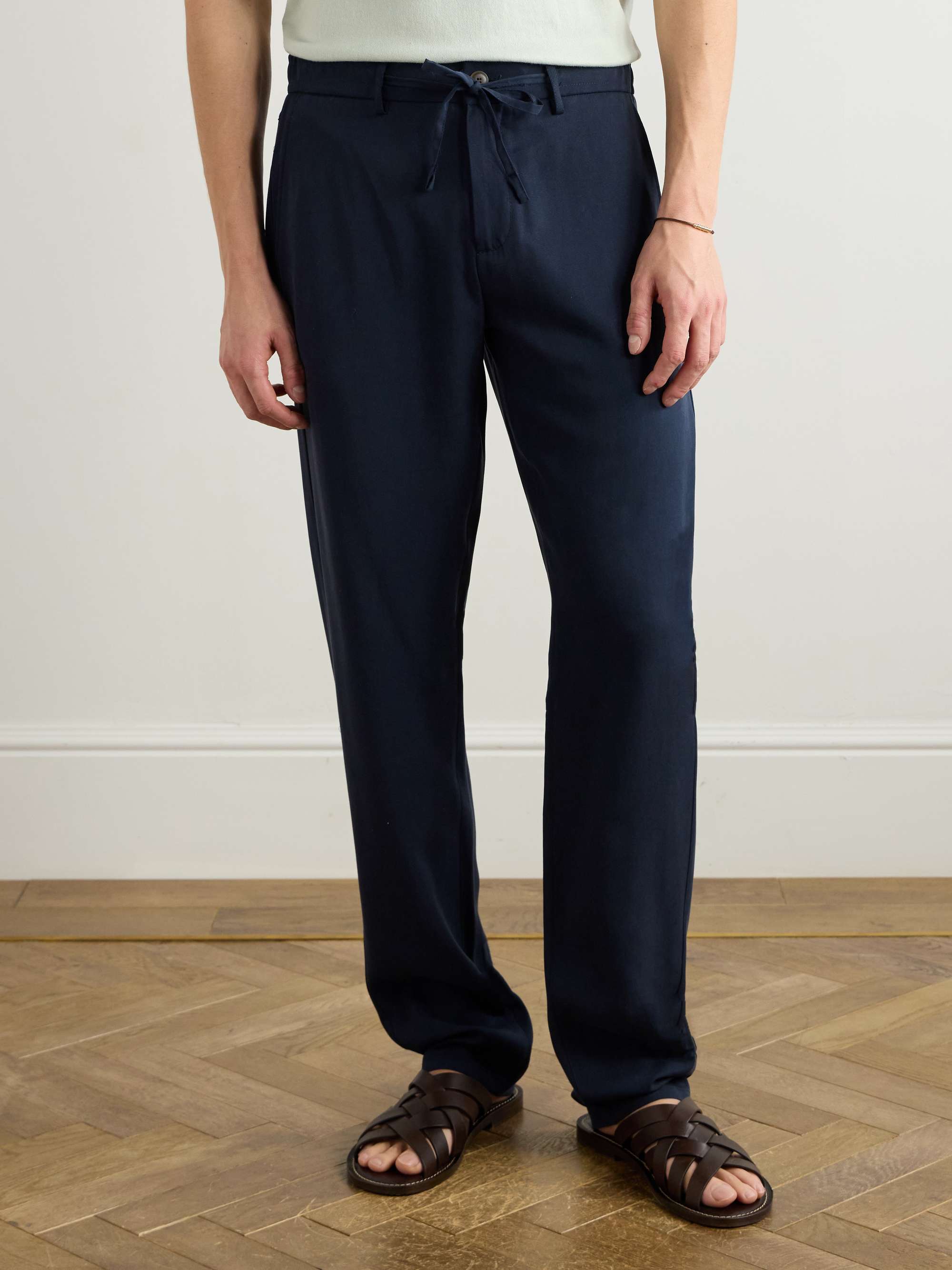Straight-Leg Lyocell Drawstring Trousers view