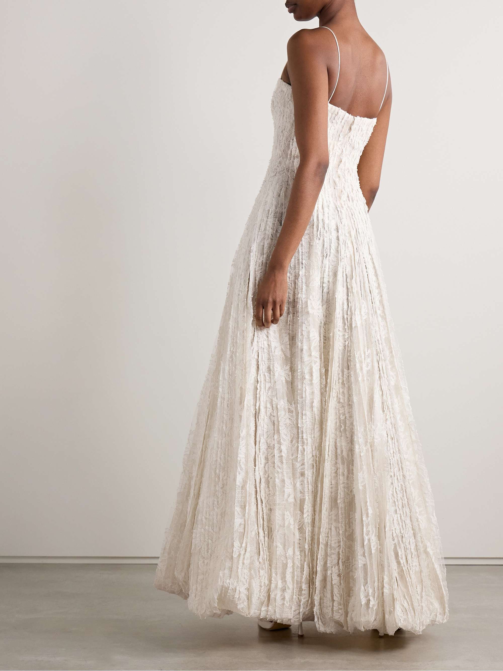 Marlow pintucked cotton-blend corded lace gown view