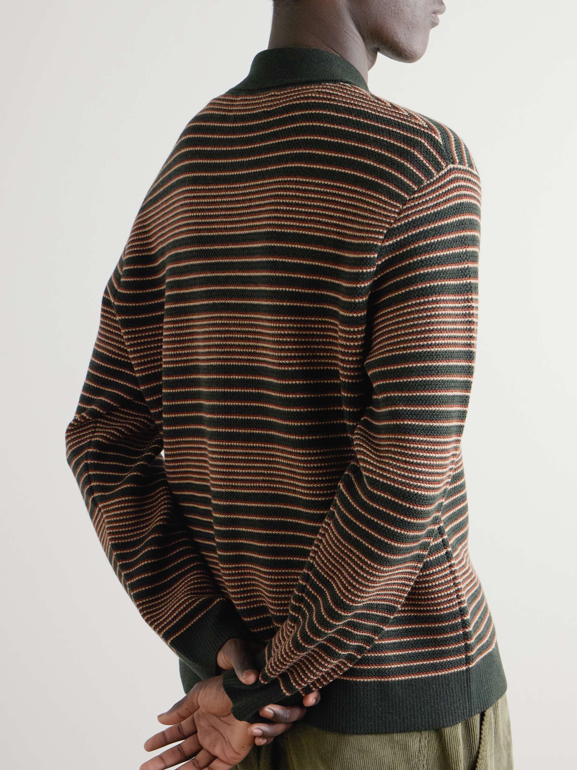 Striped Merino Wool-Jacquard Zip-Up Cardigan view