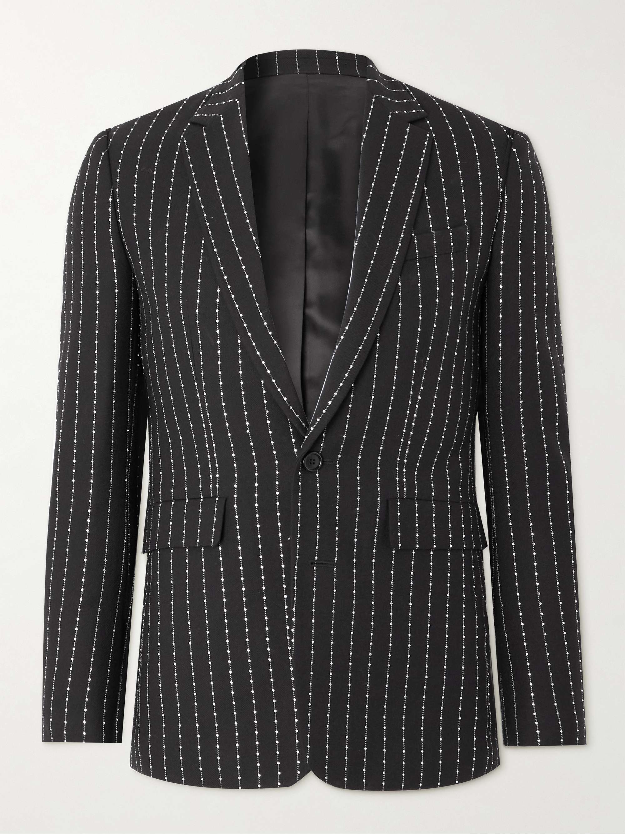 Slim-Fit Pinstriped Crystal-Embellished Wool-Twill Suit Jacket hero visual