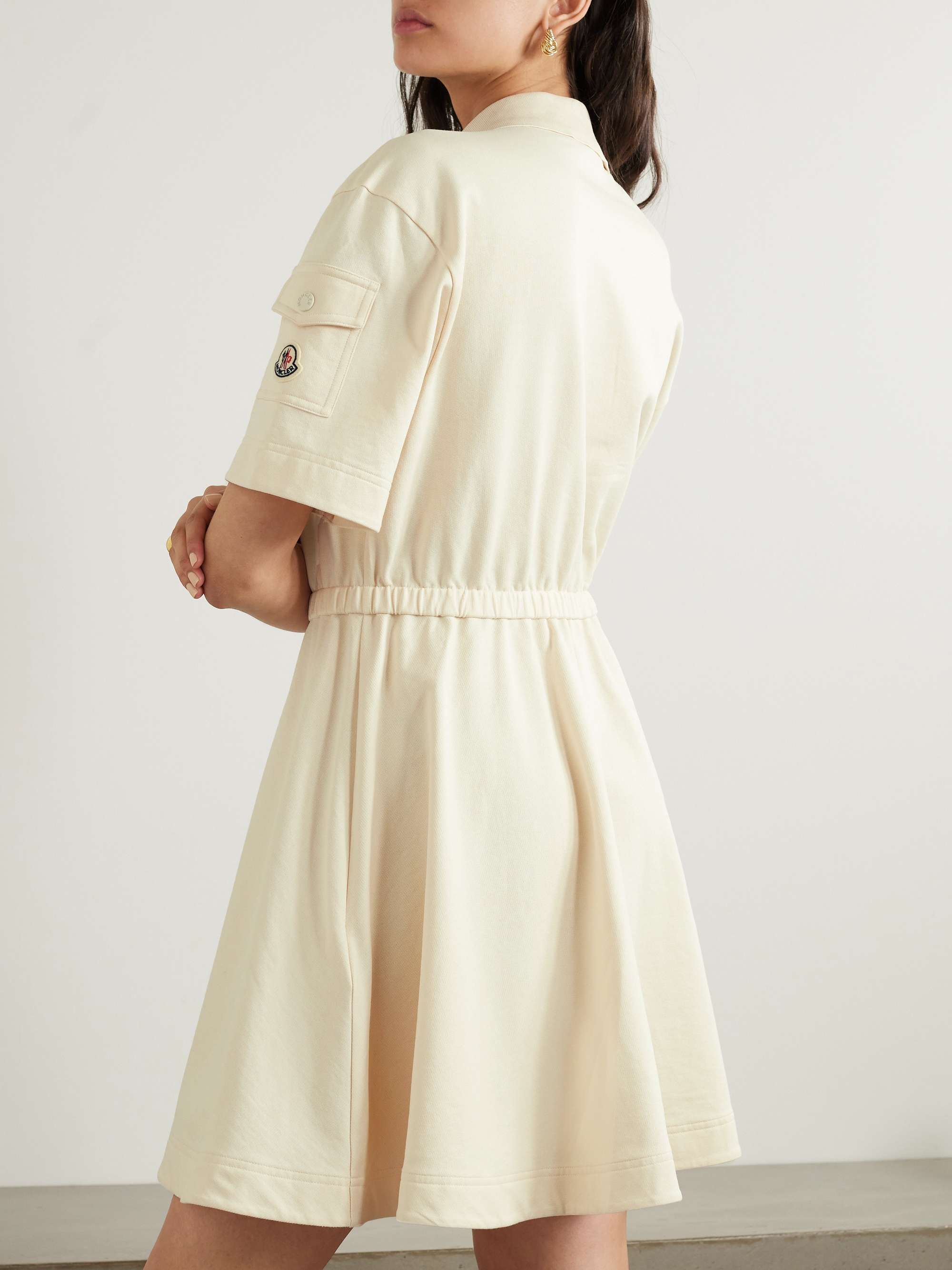 Pleated cotton-piqué mini shirt dress view