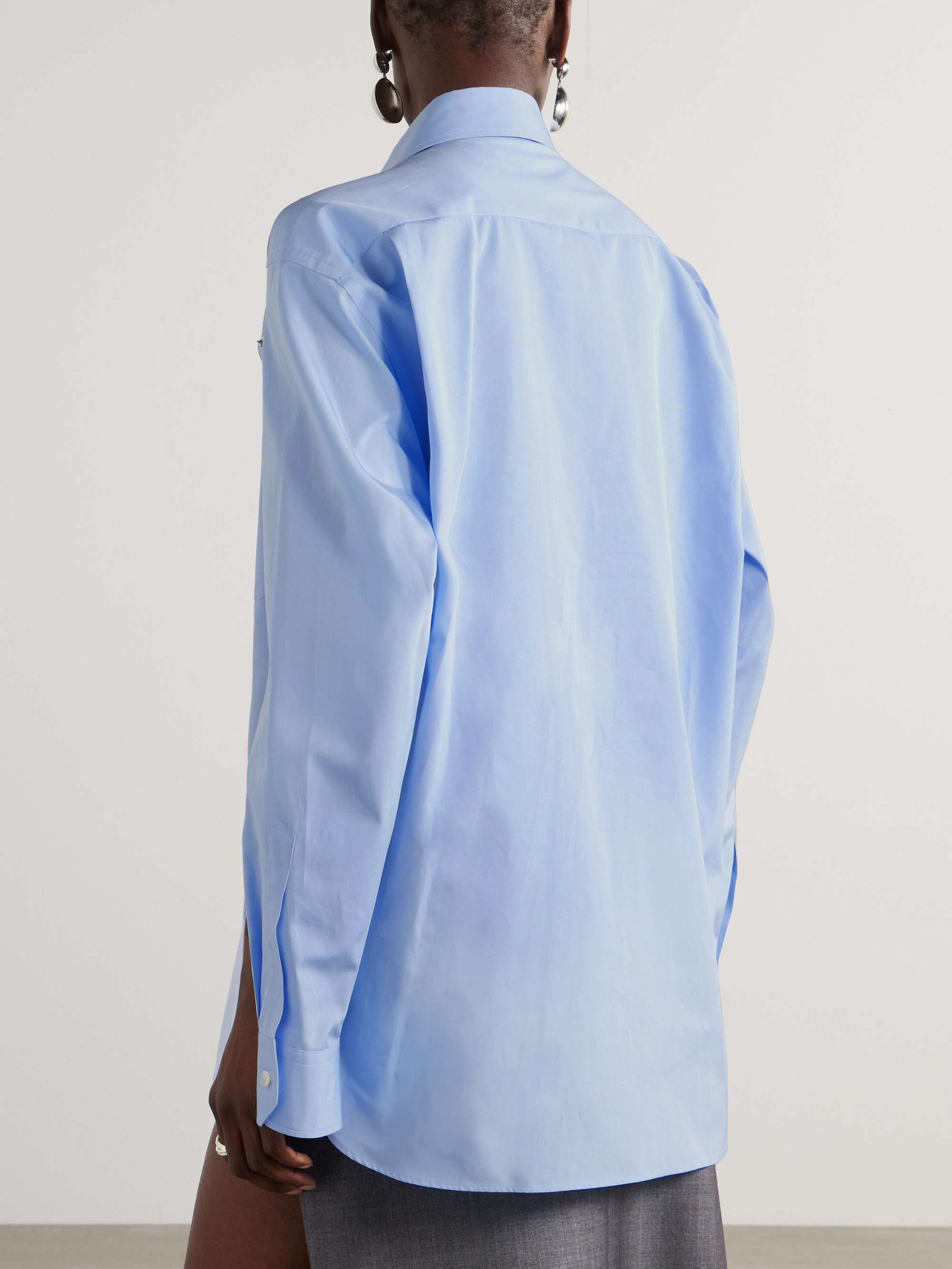 Chain-embellished cutout organic cotton Oxford shirt view