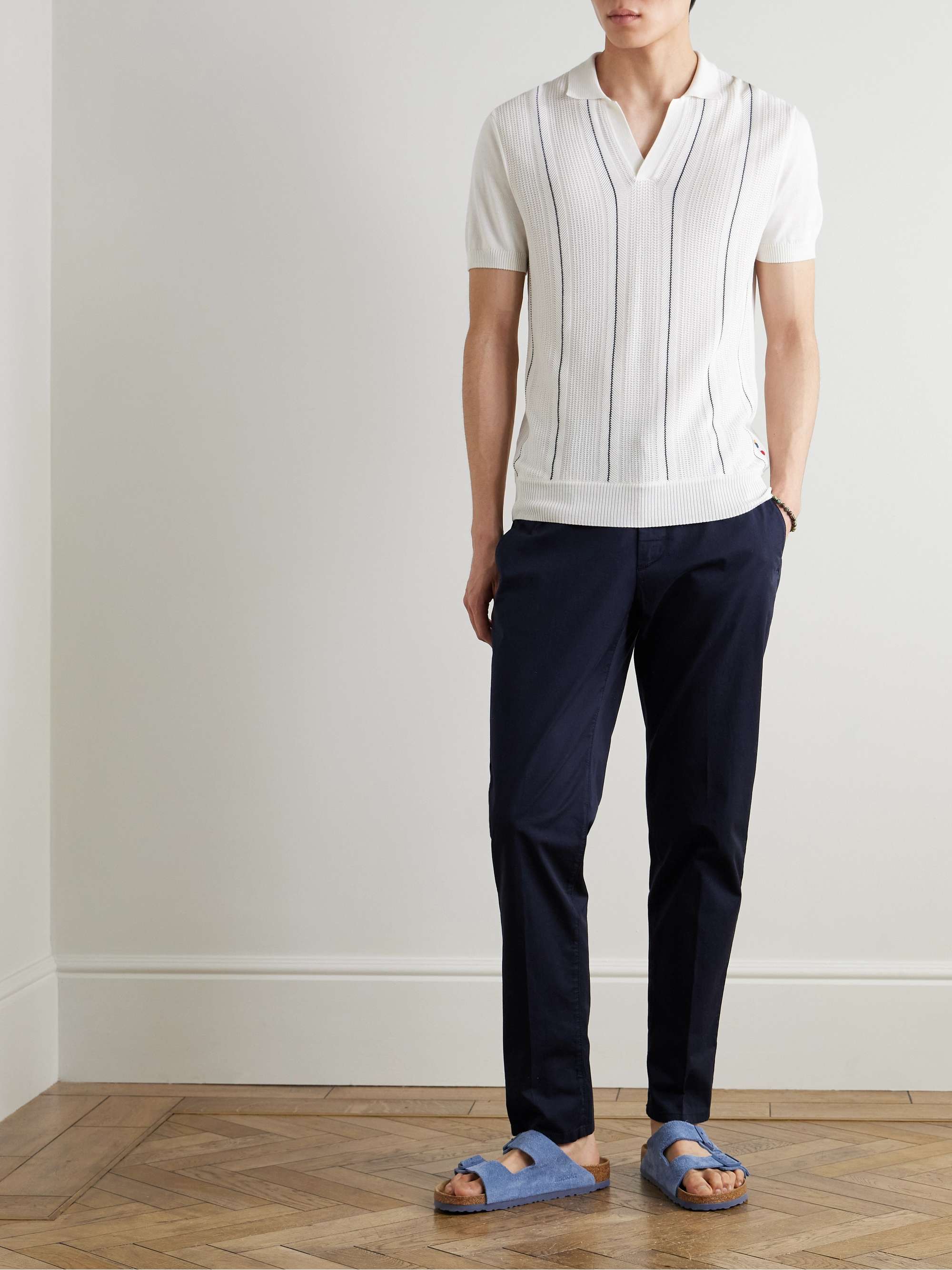 Horton Slim-Fit Ribbed Mulberry Silk and Organic Cotton-Blend Polo Shirt view