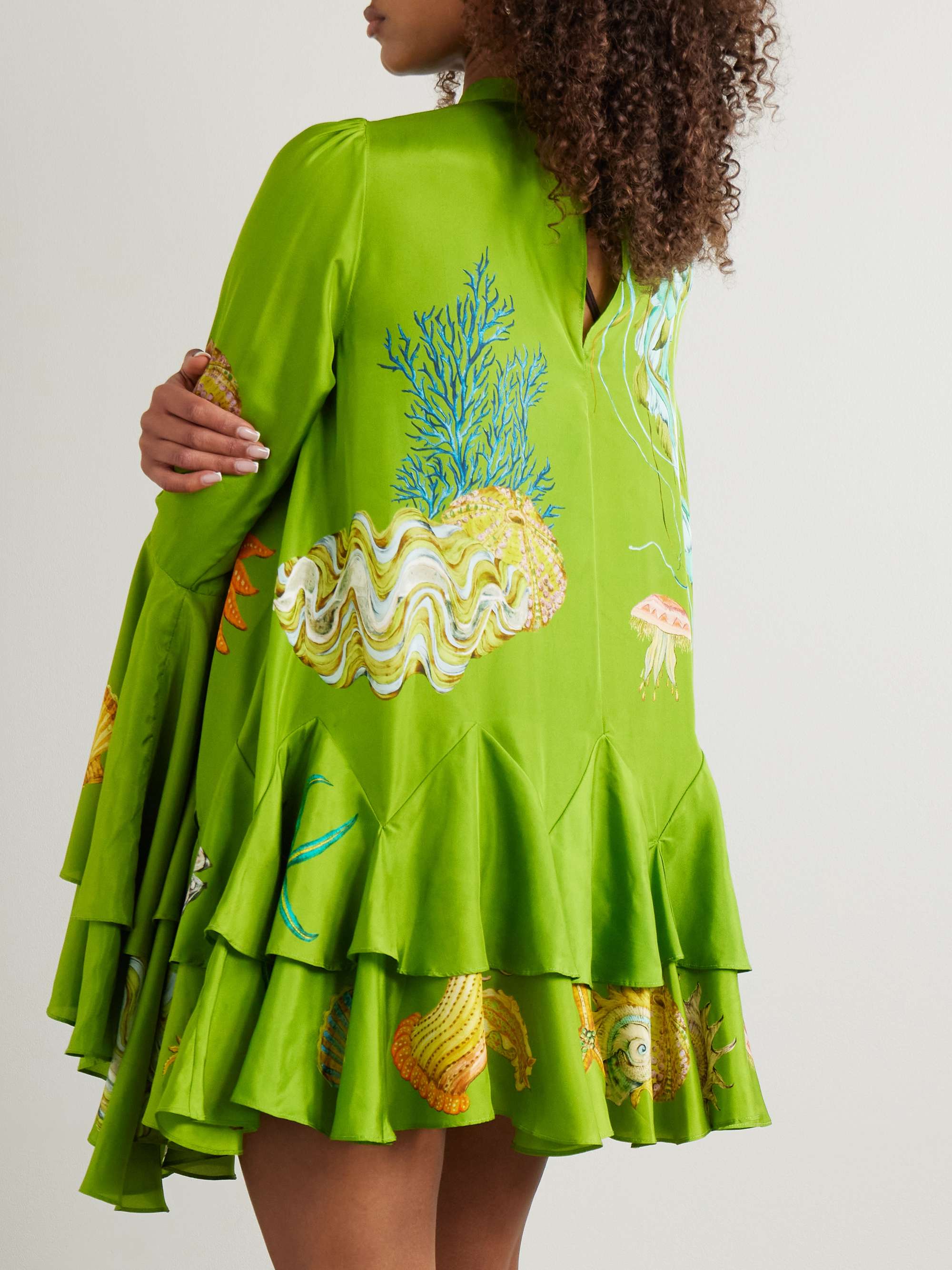 + Sam Pauletto Aquatica ruffled tiered printed silk-habotai mini dress view