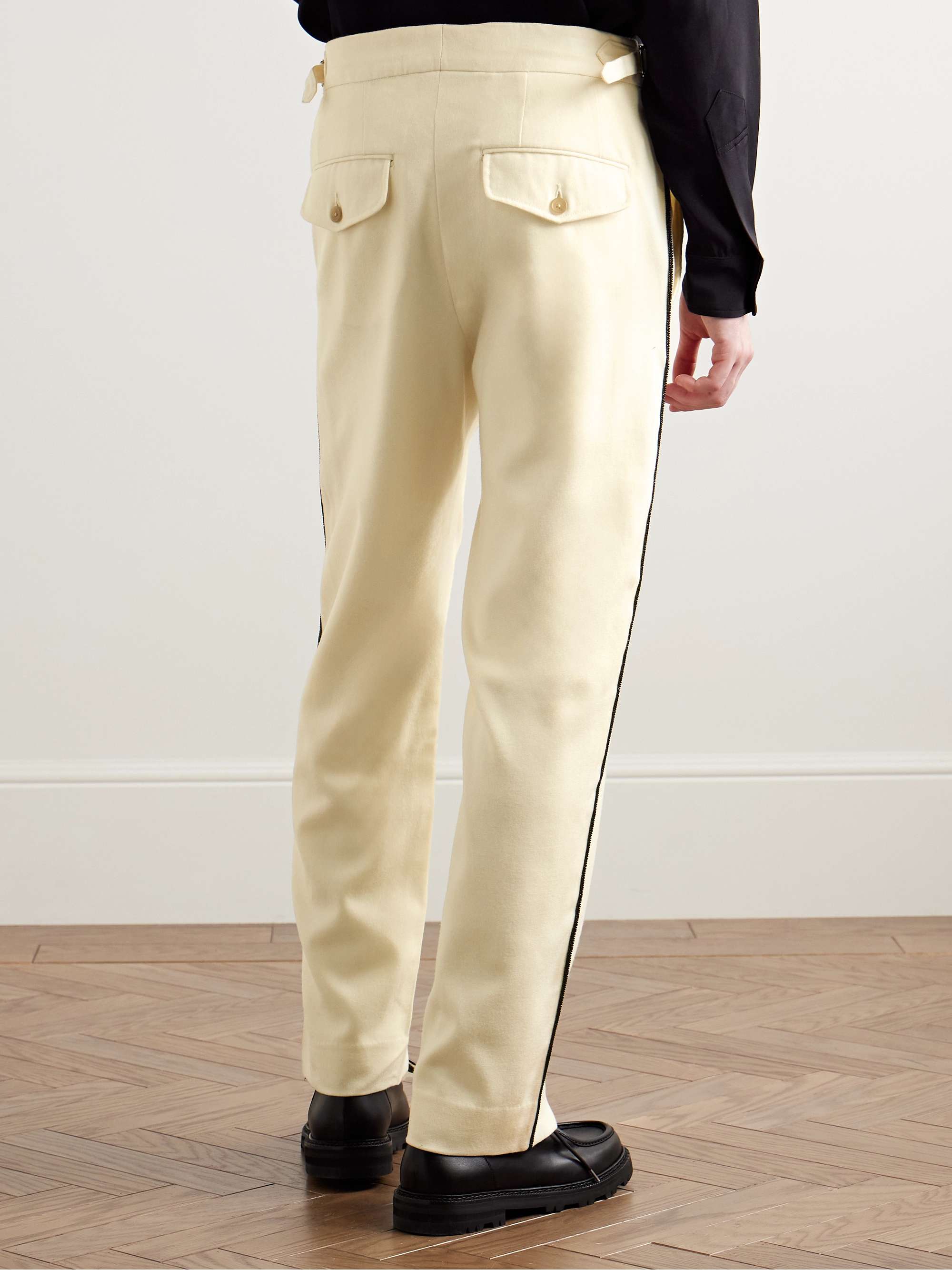 Player Straight-Leg Bead-Embellished Felted Wool-Blend Twill Trousers view
