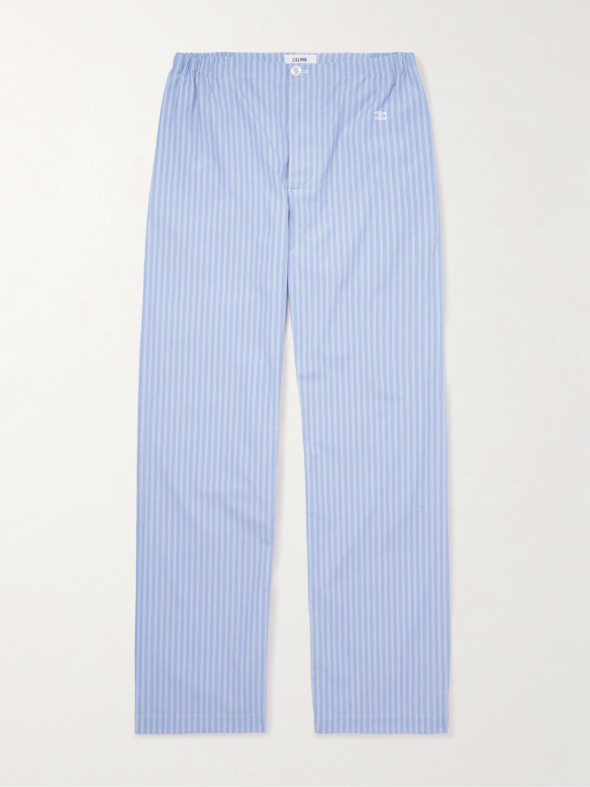 Straight-Leg Striped Cotton-Poplin Pyjama Trousers hero visual