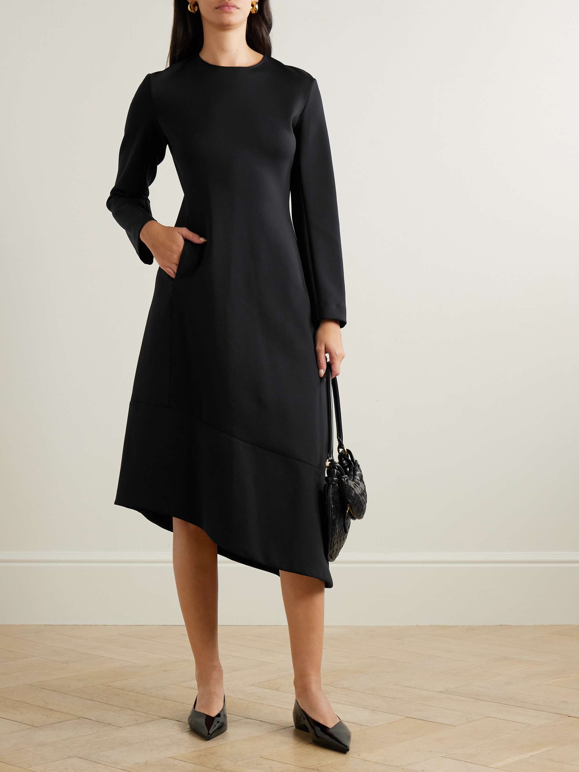 Asymmetric satin midi dress view