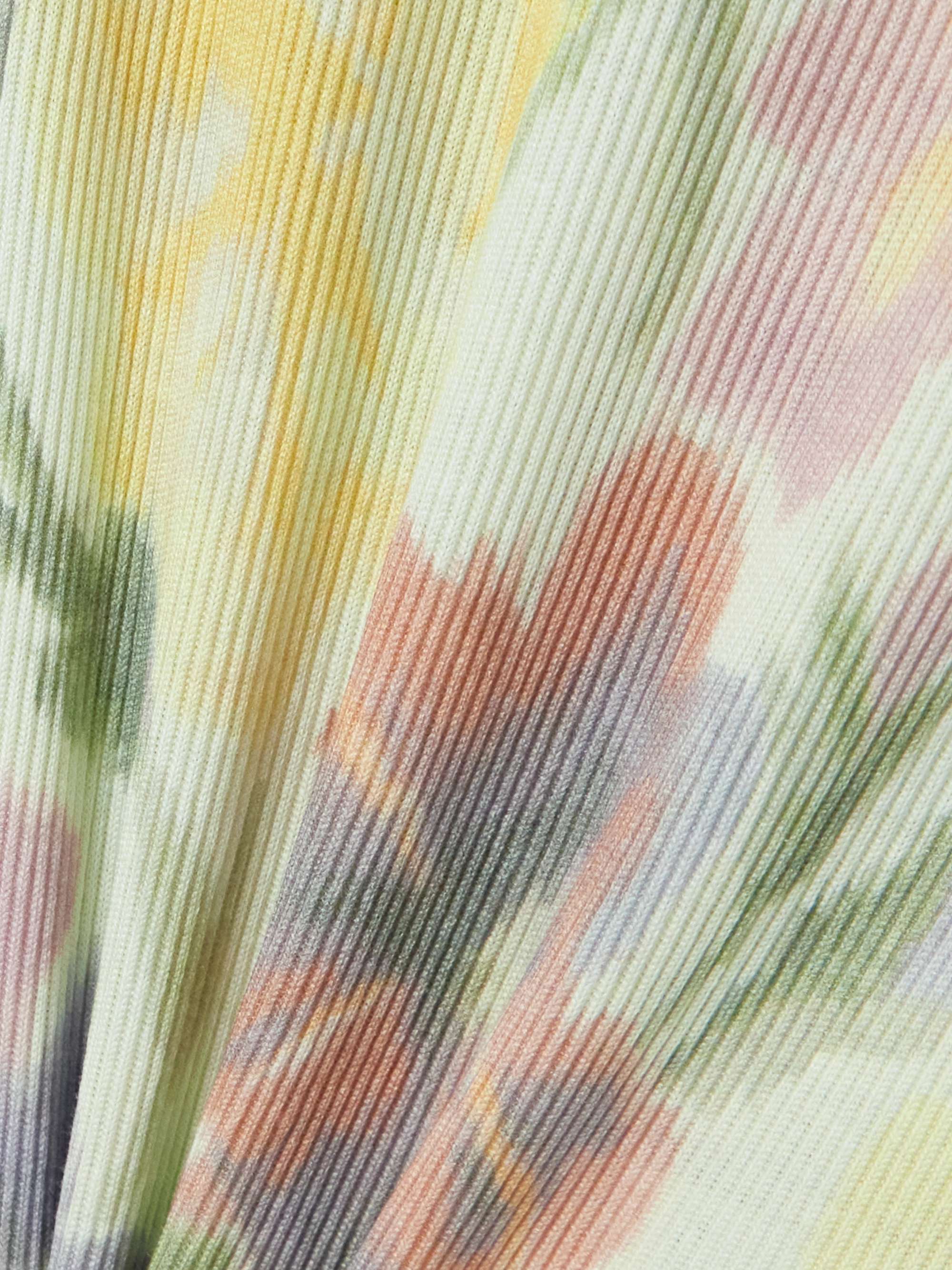 Floral-print ribbed silk and cotton-blend midi dress view