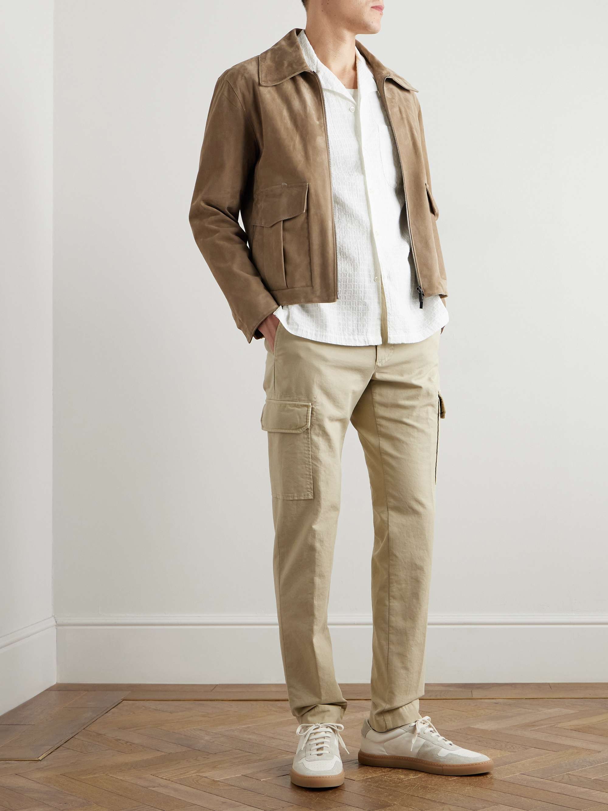 Tapered Cotton-Blend Cargo Trousers view