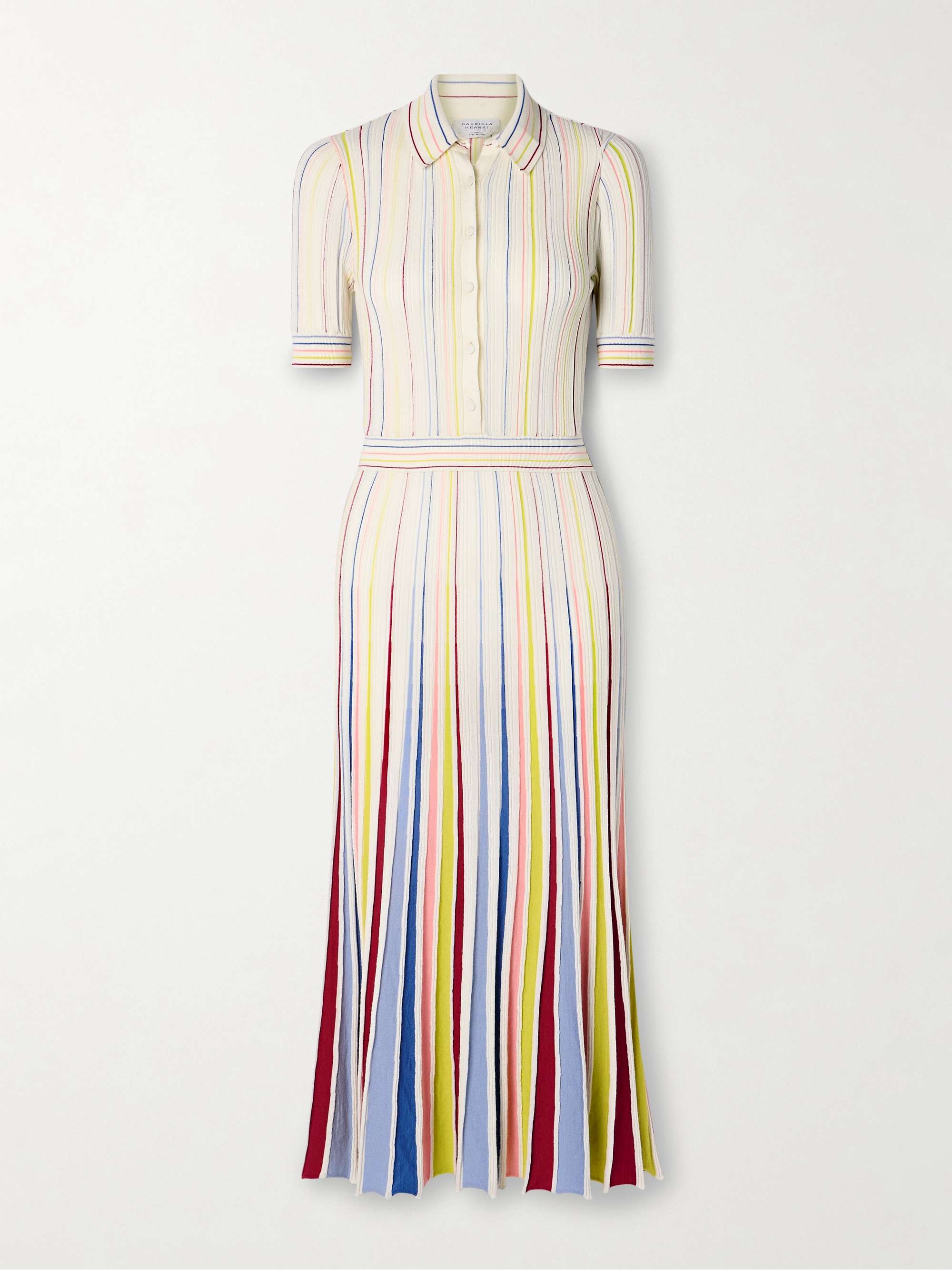Calypso ribbed striped merino wool midi dress hero visual