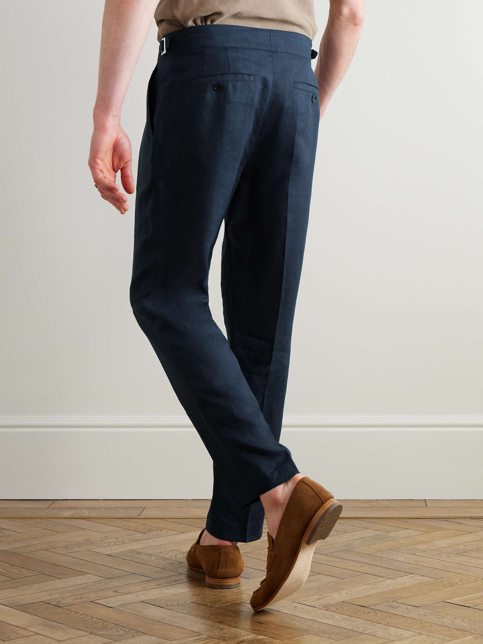 Steve Tapered Pleated Linen Trousers view