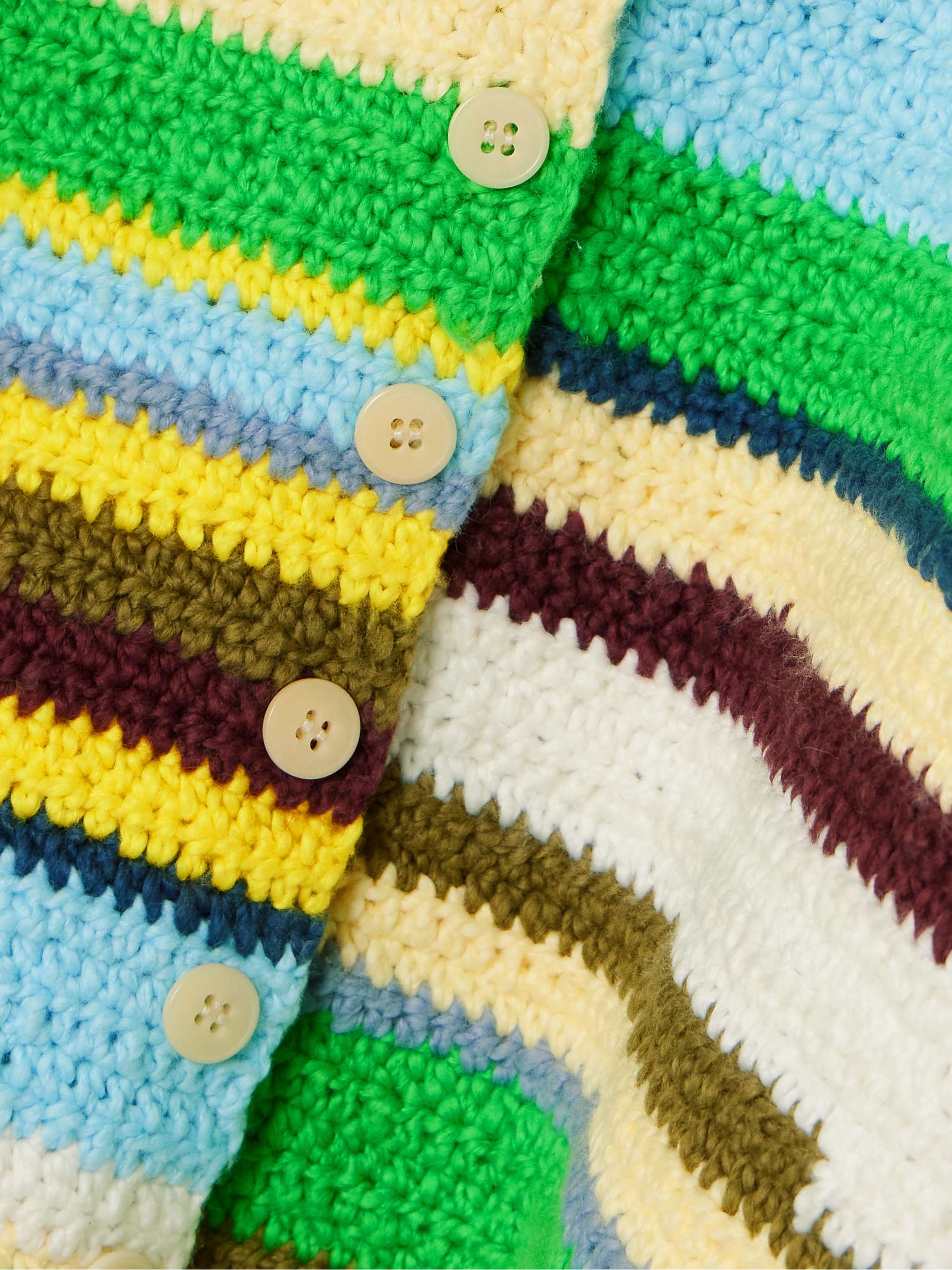Striped crocheted organic cotton cardigan view