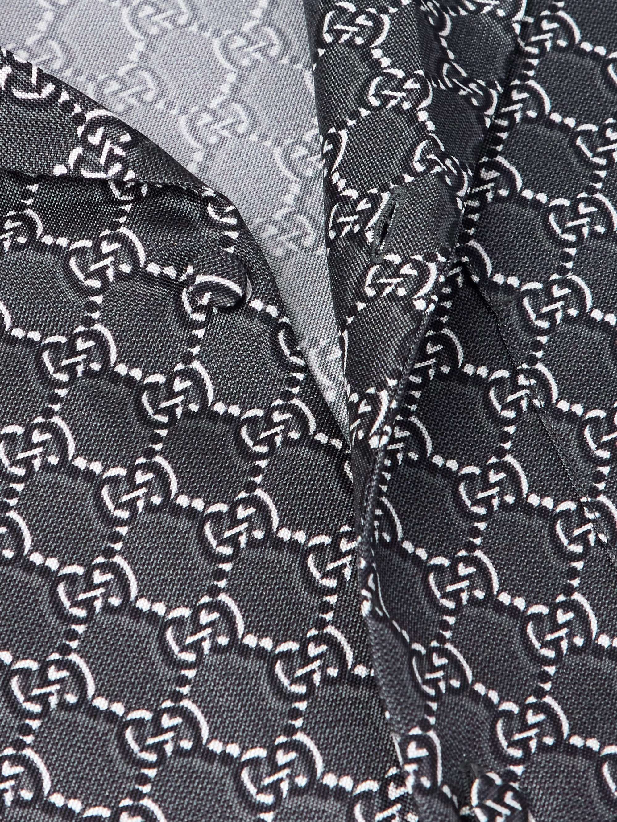 Camp-Collar Logo-Print Silk Shirt view