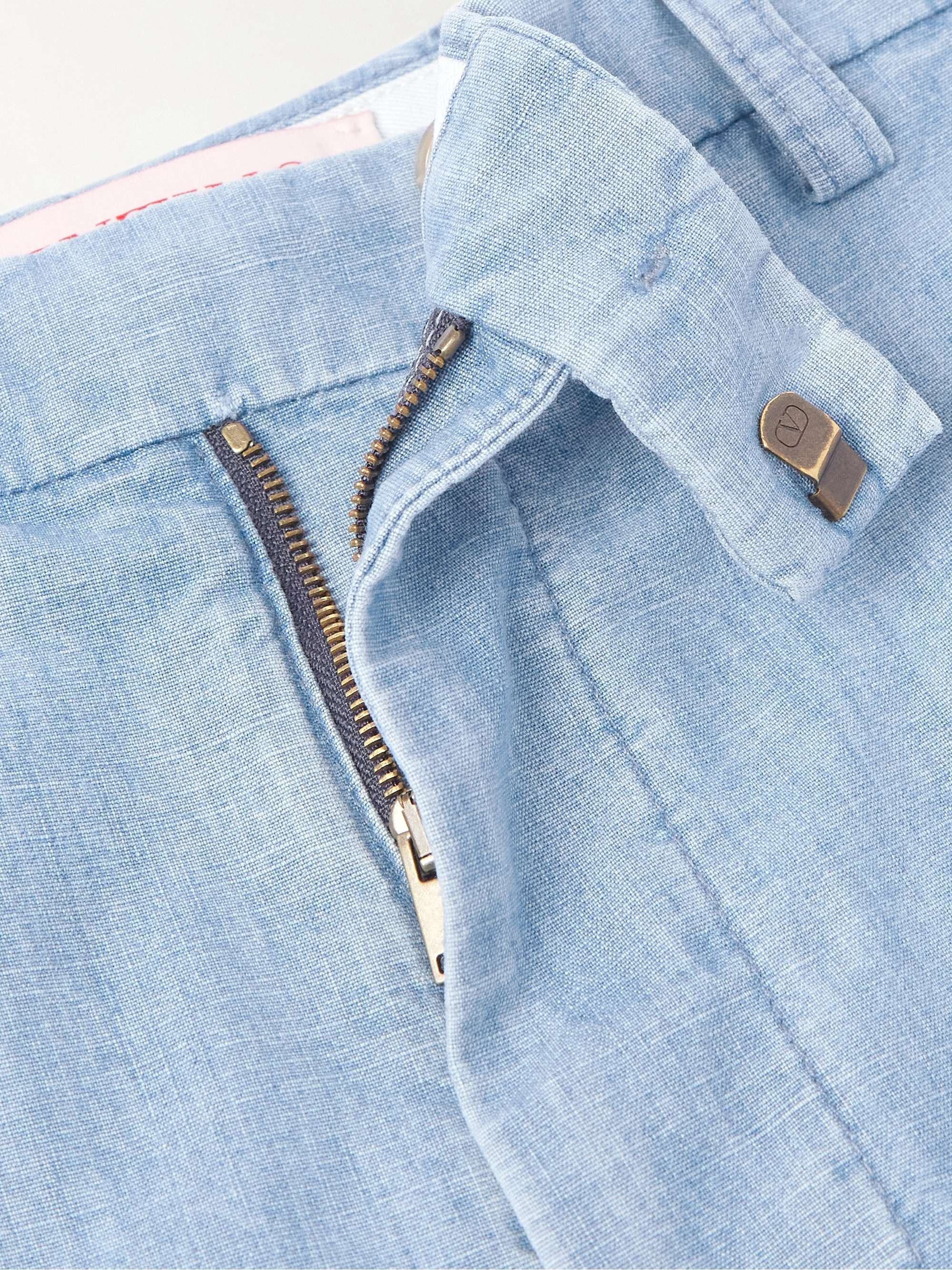 Wide-Leg Cotton-Chambray Trousers view