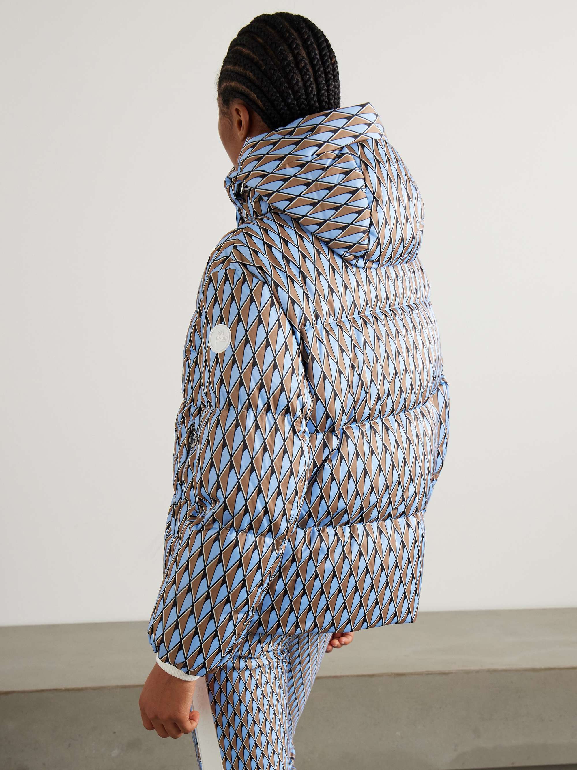 Ada Diam hooded ribbed knit-trimmed printed quilted down ski jacket view