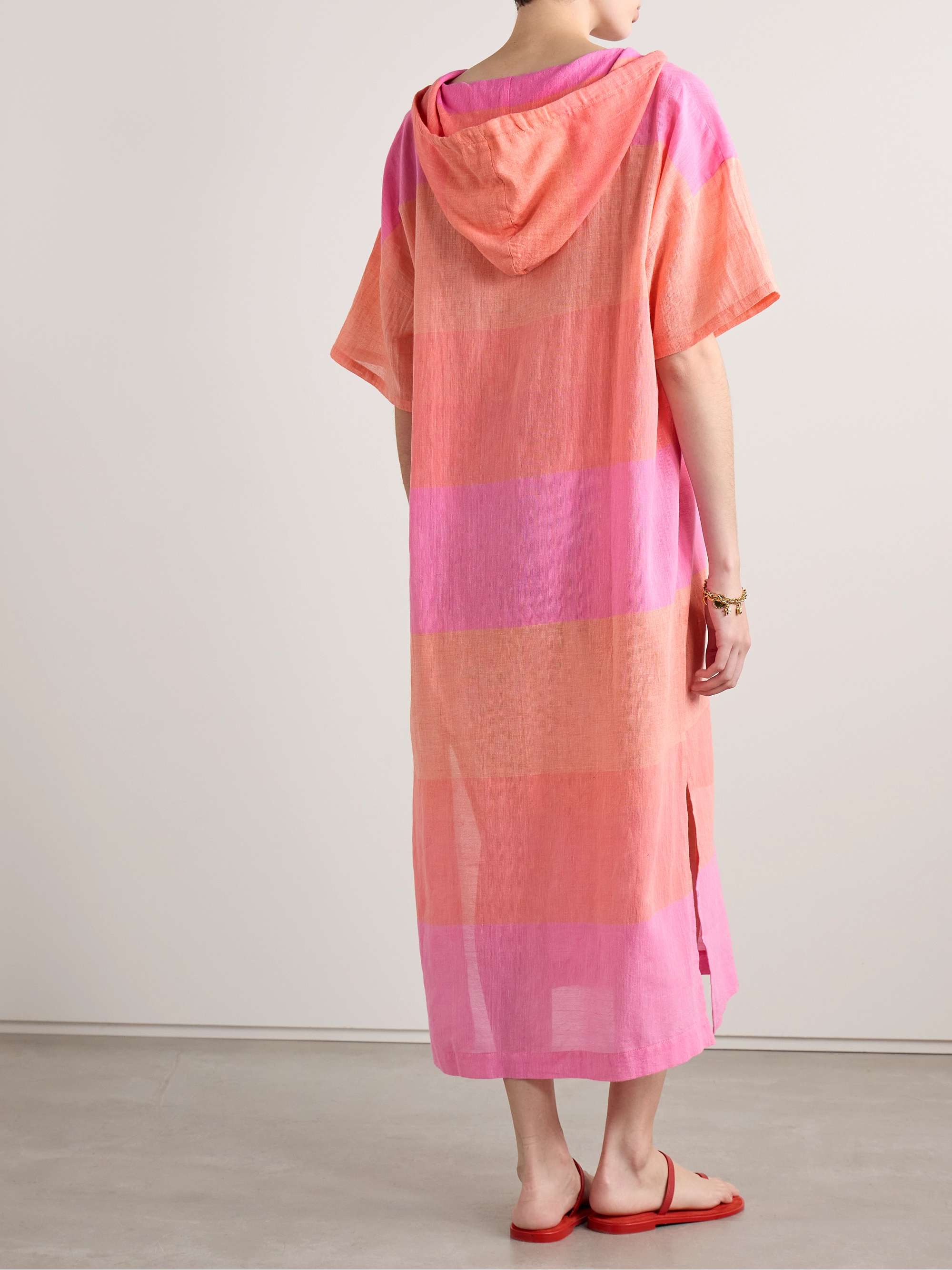Beritu hooded striped cotton coverup view