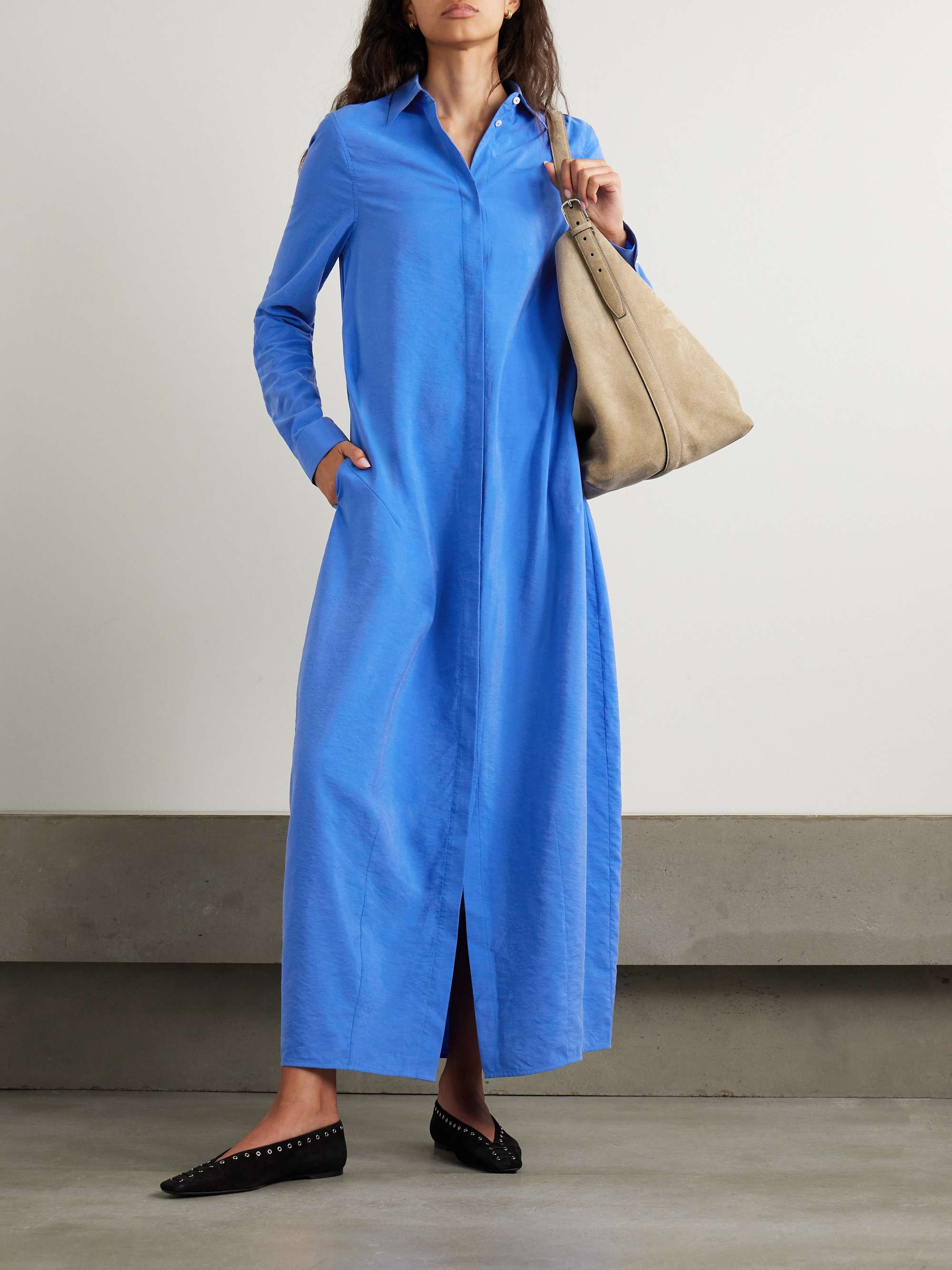Parachute silk-blend maxi shirt dress view