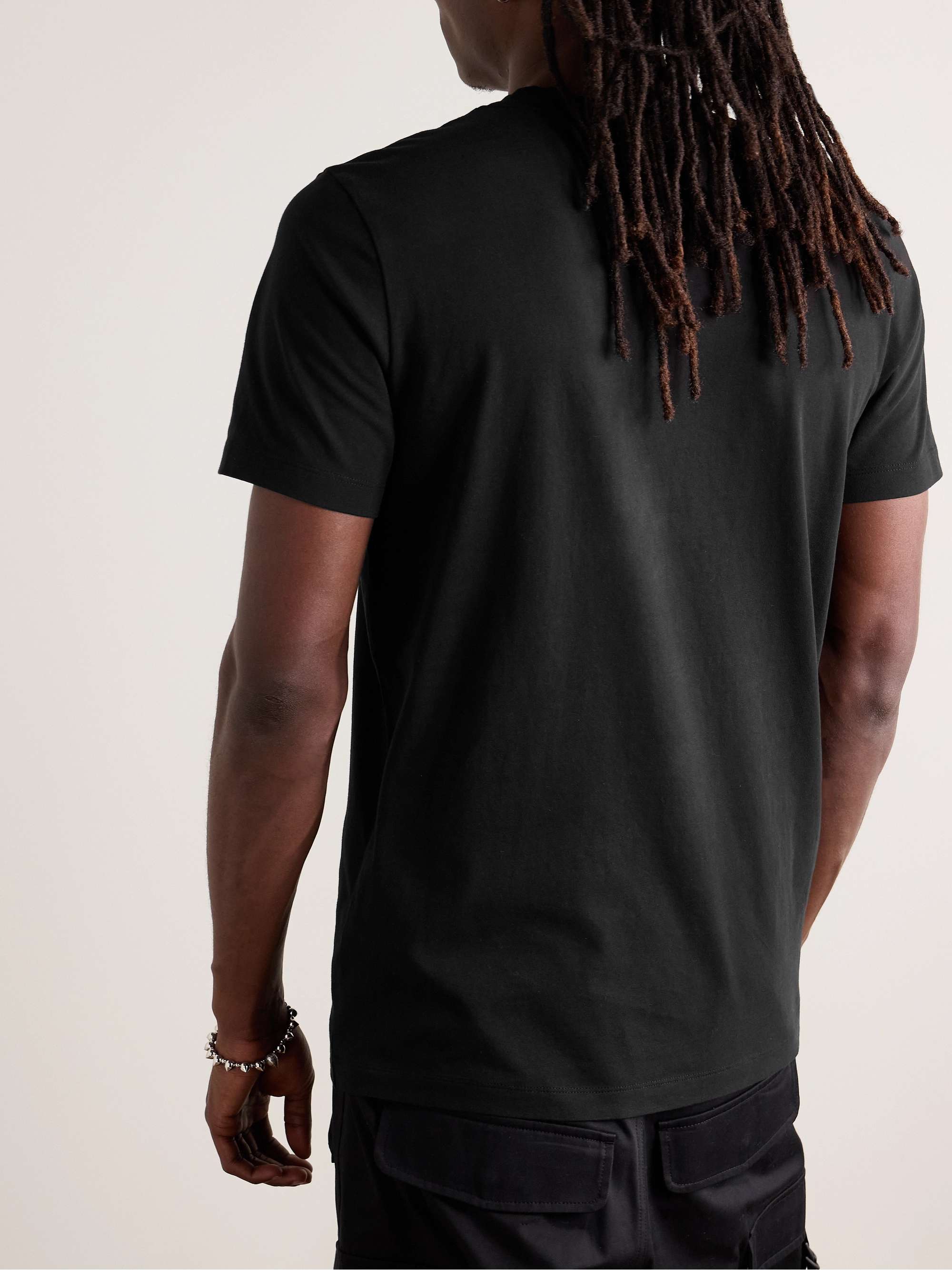 Slim-Fit Logo-Flocked Appliquéd Cotton-Jersey T-Shirt view