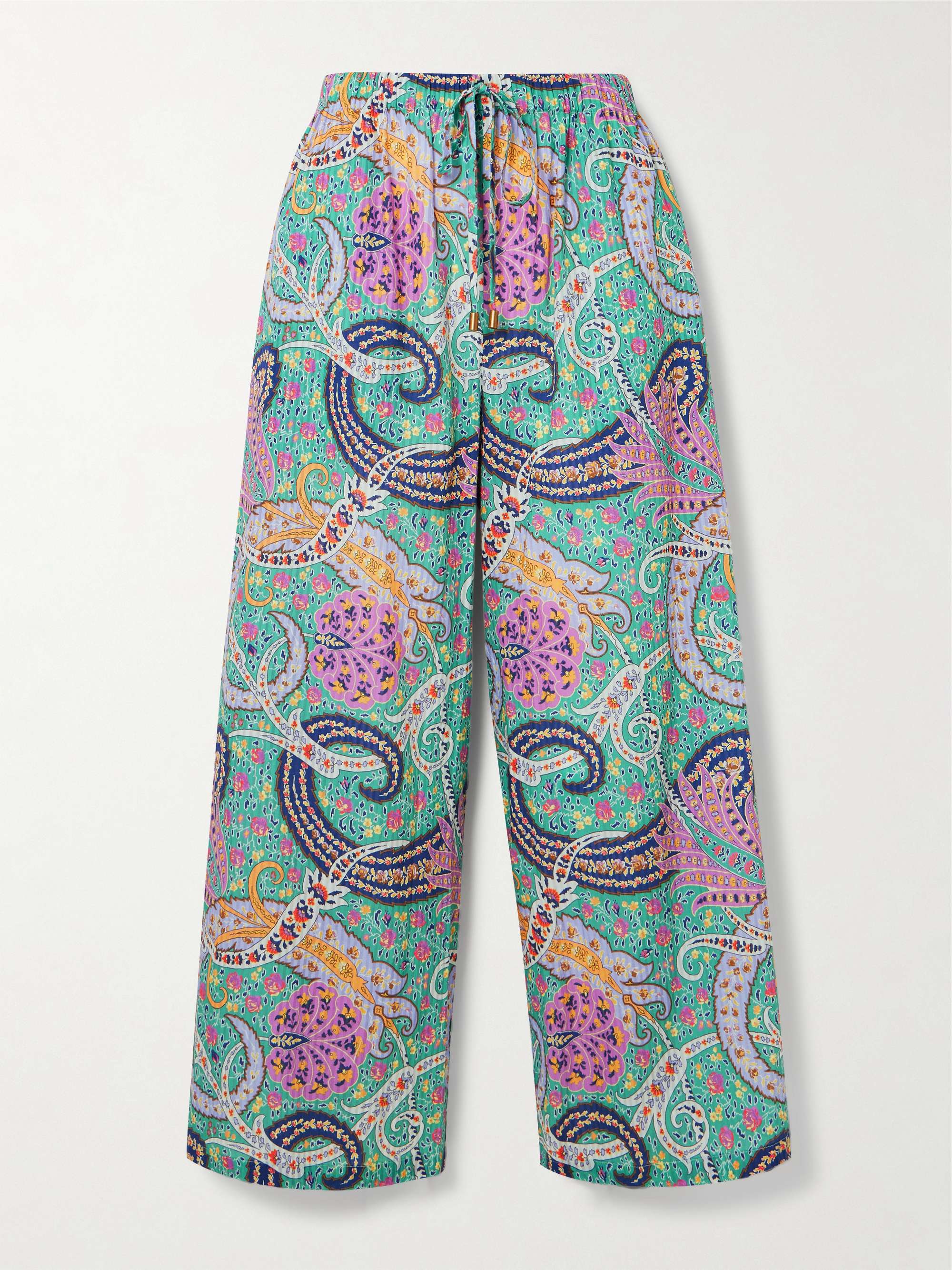 Paisley-print cotton and silk-blend voile wide-leg pants hero visual