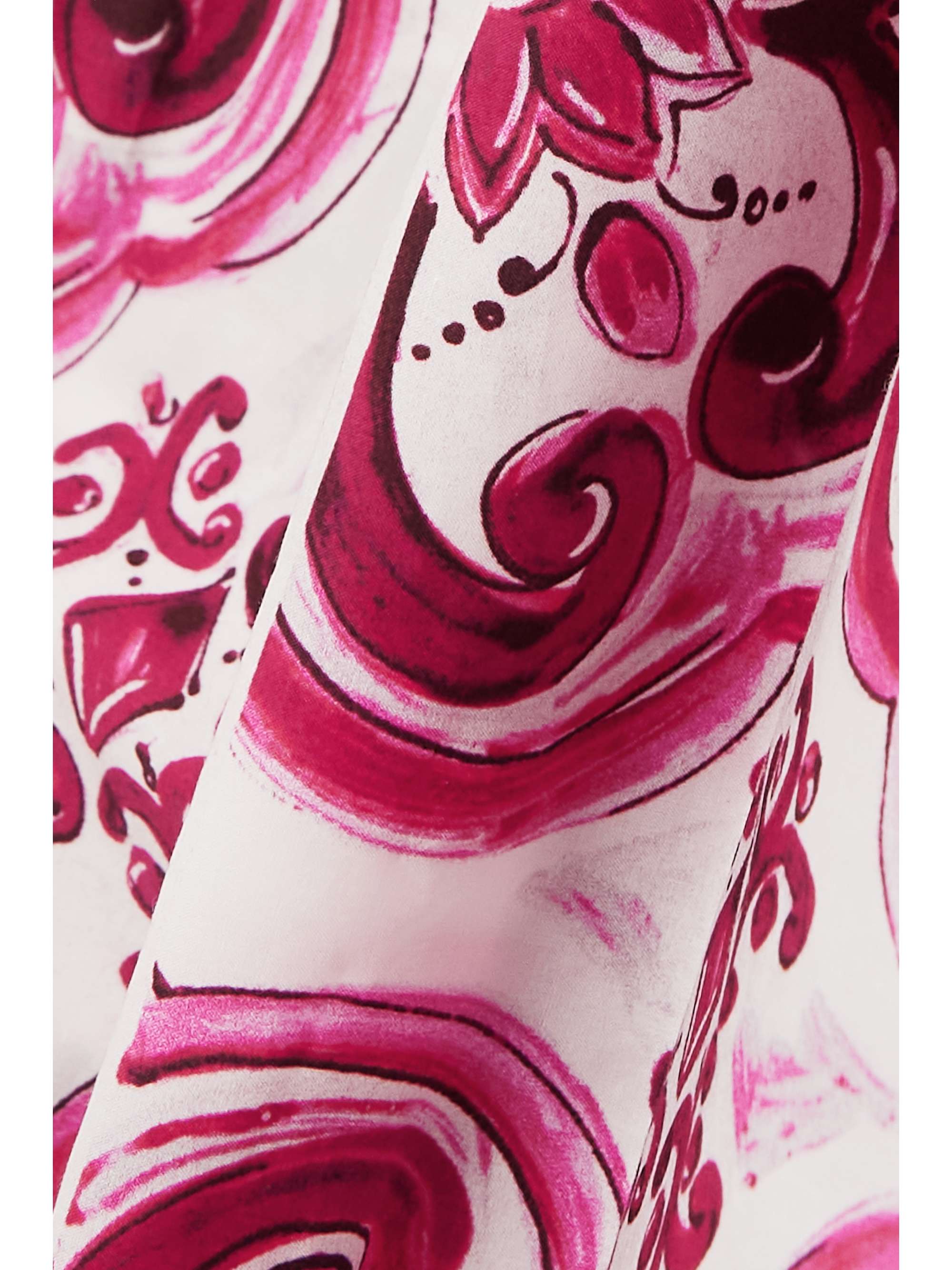 Maiolica pleated printed cotton-poplin gown view