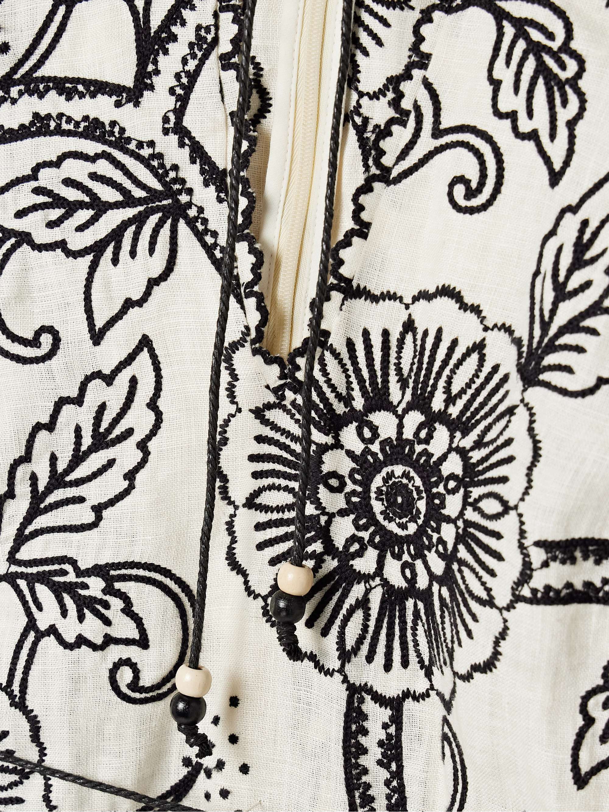 Tallow belted embroidered linen mini dress view