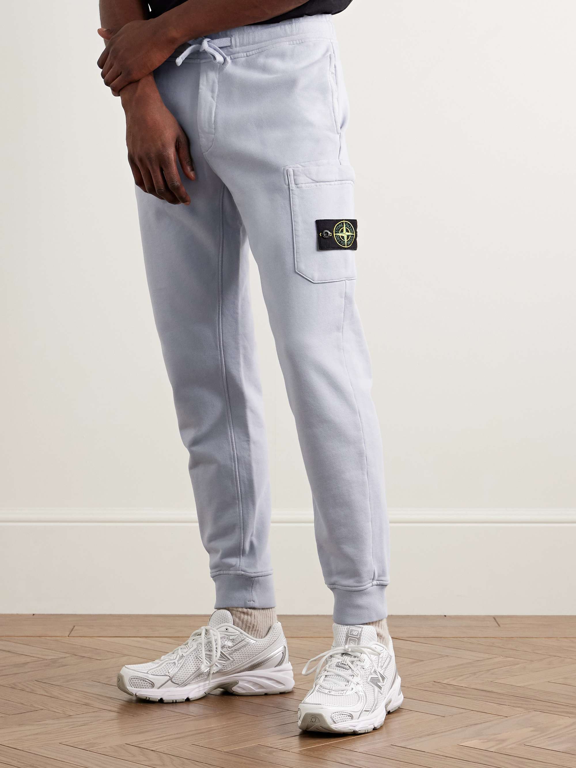 Tapered Logo-Appliquéd Garment-Dyed Cotton-Jersey Sweatpants view