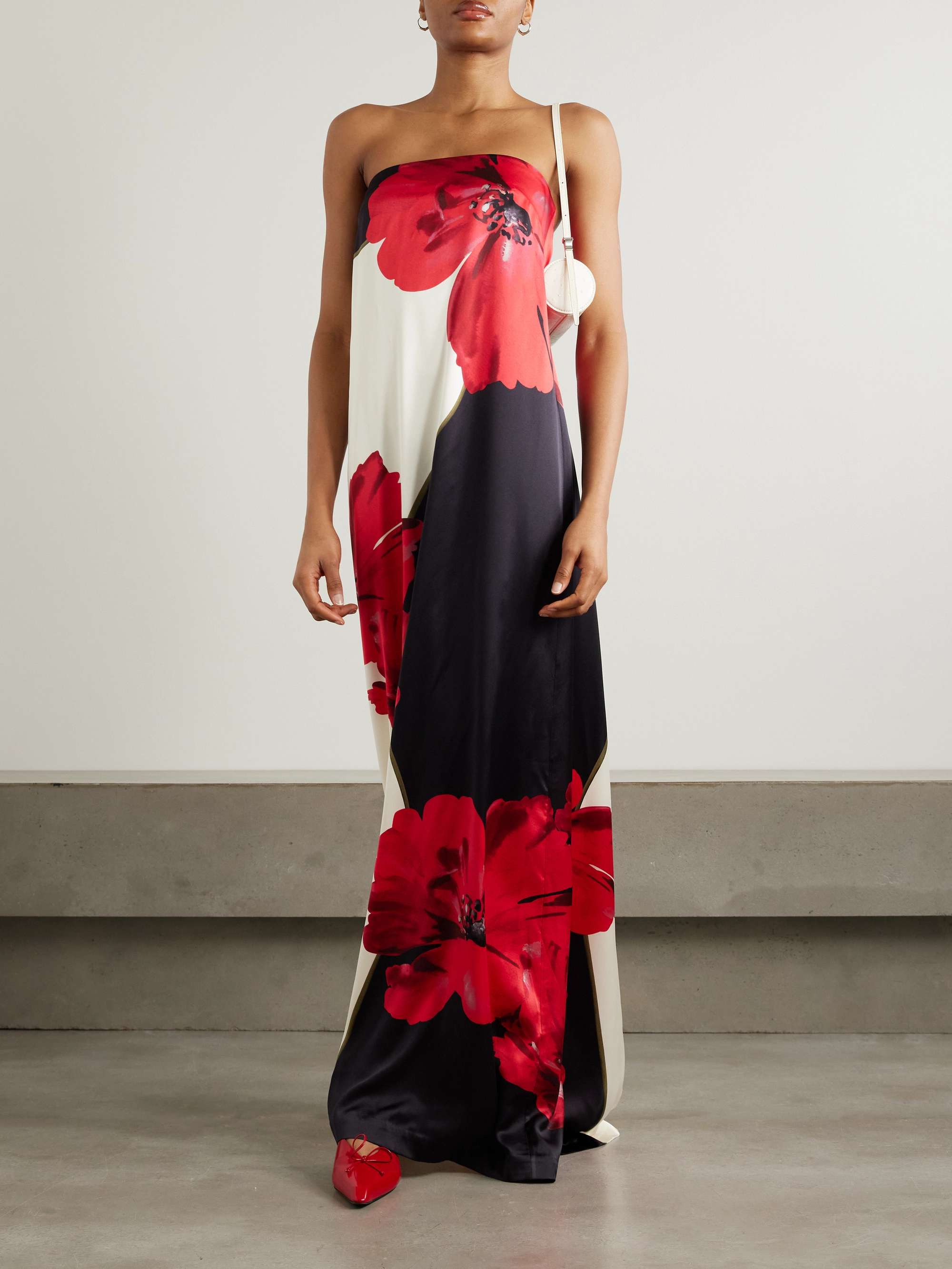 Amapola strapless floral-print silk-satin maxi dress view